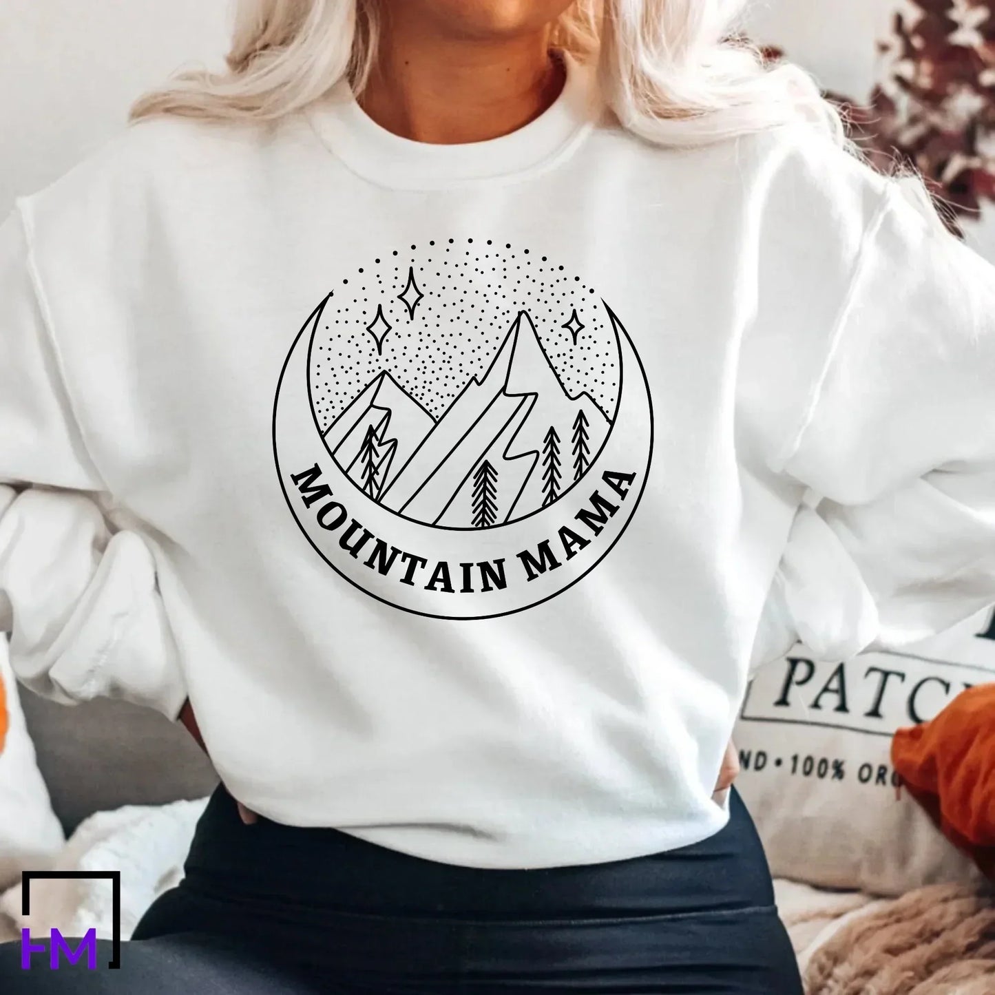 Mom Camping Shirt, Happy Camper, Mountain Mama Adventure Time Camper Gifts for Women, Nature Lover Sweatshirt, Camping Presents, Hiking Tee White