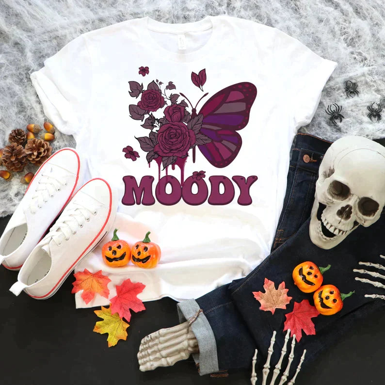 Moody Woman Spooky Halloween Shirt With Witchy Vibes, Feeling Witchy Moon Shirt, Magical Witch Shirt, Goth Style Gothic Shirt For Halloween HMDesignStudioUS