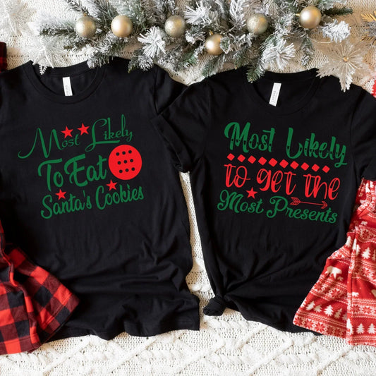 Most Likely To Christmas Family Shirts, Funny Christmas Couples T-shirt, Xmas Crew Tees, Matching Family Top, Gifts for him Christmas Shirts HMDesignStudioUS