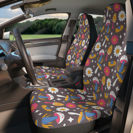 Mushroom Hippie Car Seat Cover