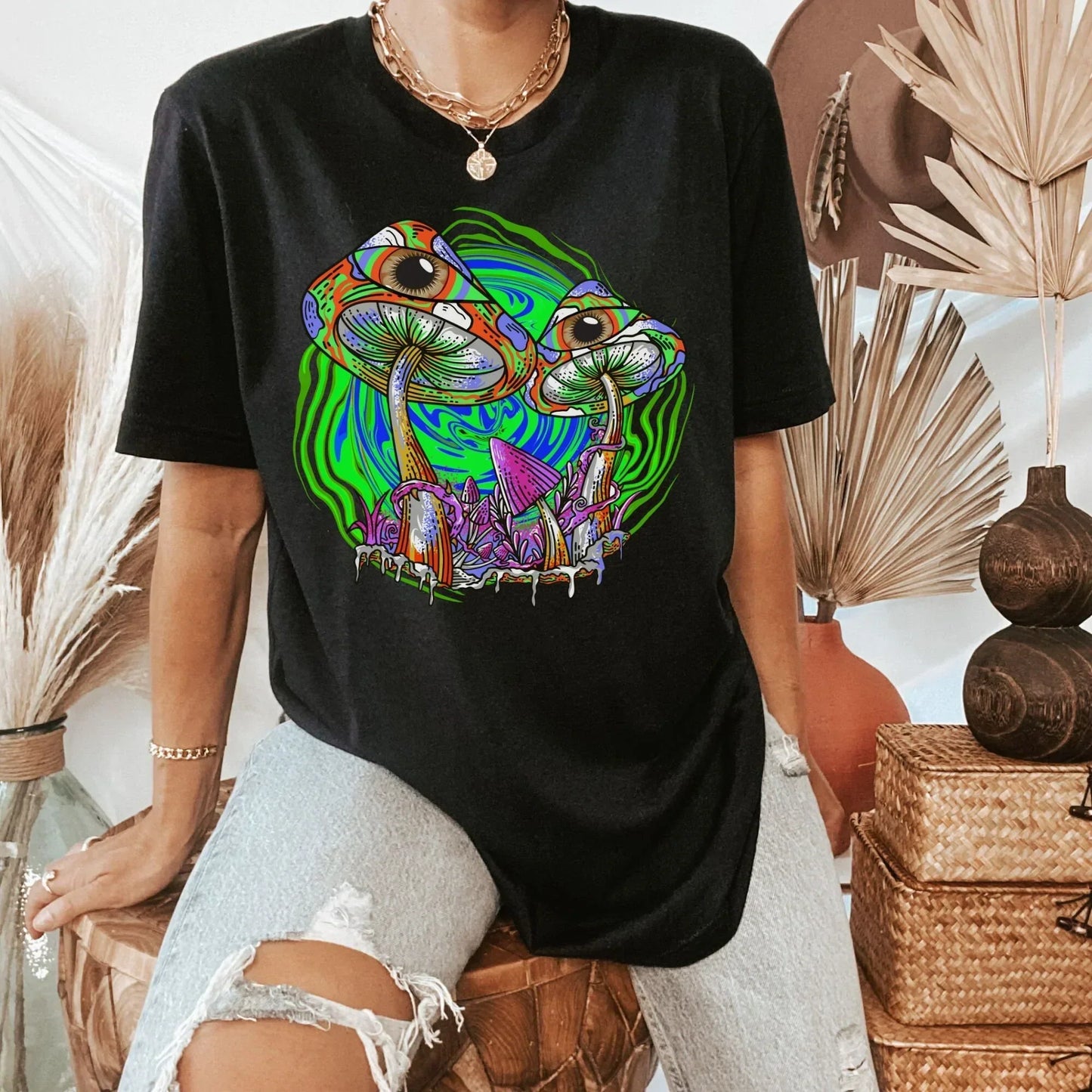 Mushroom Hoodie, Magic Mushroom Sweater, Third Eye Sweatshirt, Celestial Shirt, Goblincore Clothing, Pastel Goth Hoodie, Herbology Alien Tee HMDesignStudioUS