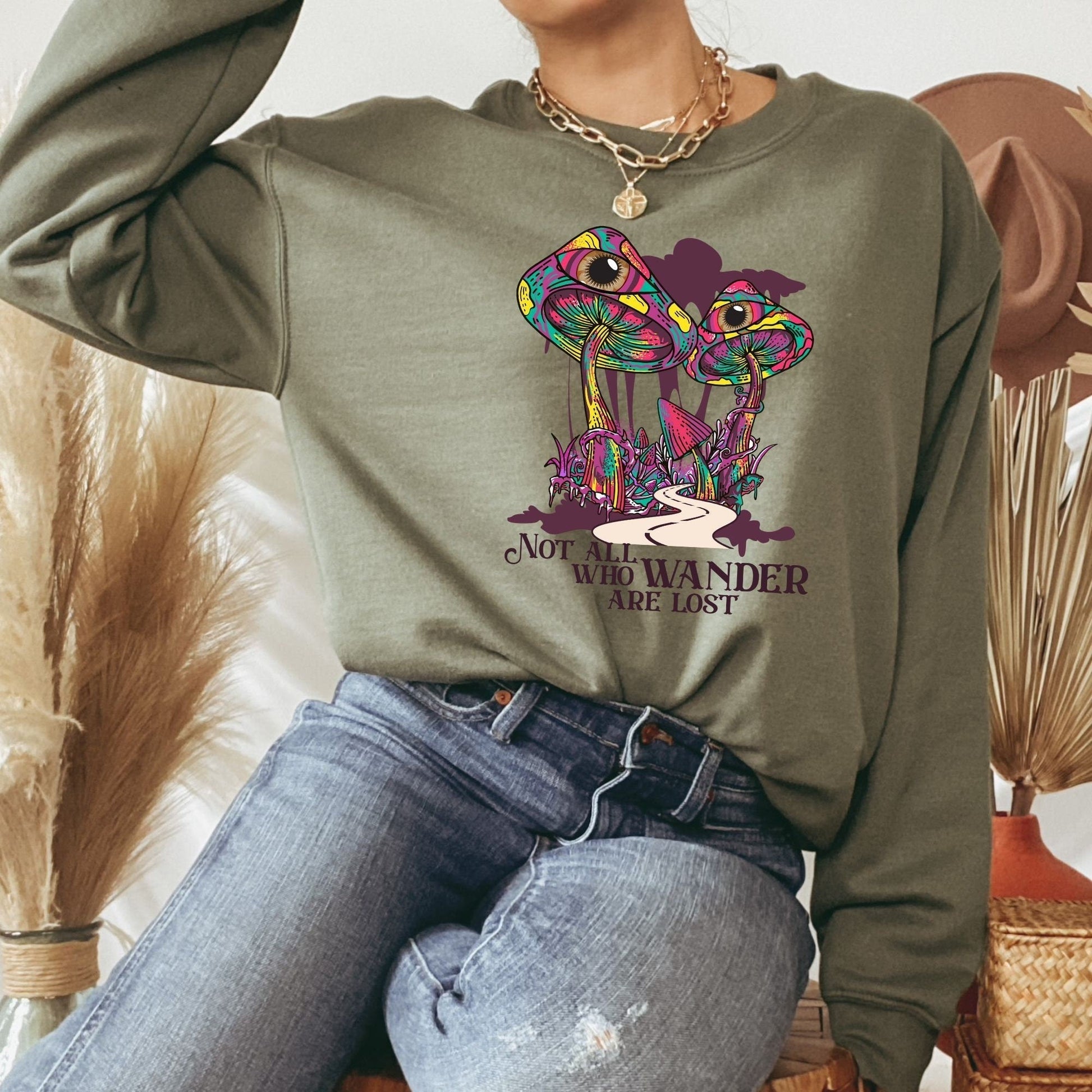 Mushroom Shirt, Magic Mushroom Sweater, Mushroom Sweatshirt, Third Eye Celestial Mushroom Hoodie, Goblincore Clothing, Pastel Goth Shirt HMDesignStudioUS