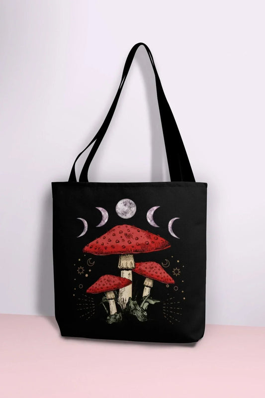 Mushroom Tote Bag, Magic Mushroom Bag, Trippy Tote, Cottagecore Lovers Gifts, Dark Academia Reusable Bag, Hippie Canvas Bag Psychedelic Gift HMDesignStudioUS