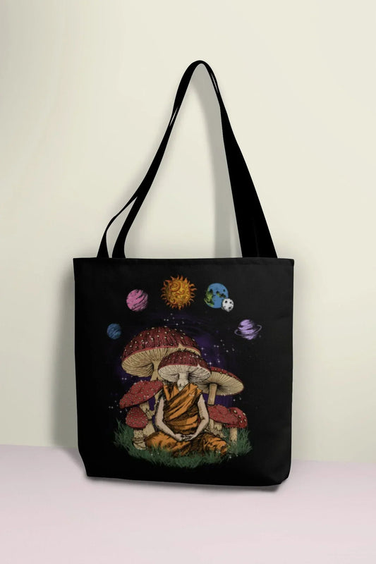 Mushroom Tote Bag, Mushroom Bag, Sunflower Tote Bag, Cottagecore Lovers Gifts, Dark Academia Reusable, Hippie Canvas Bag, Psychedelic Gift