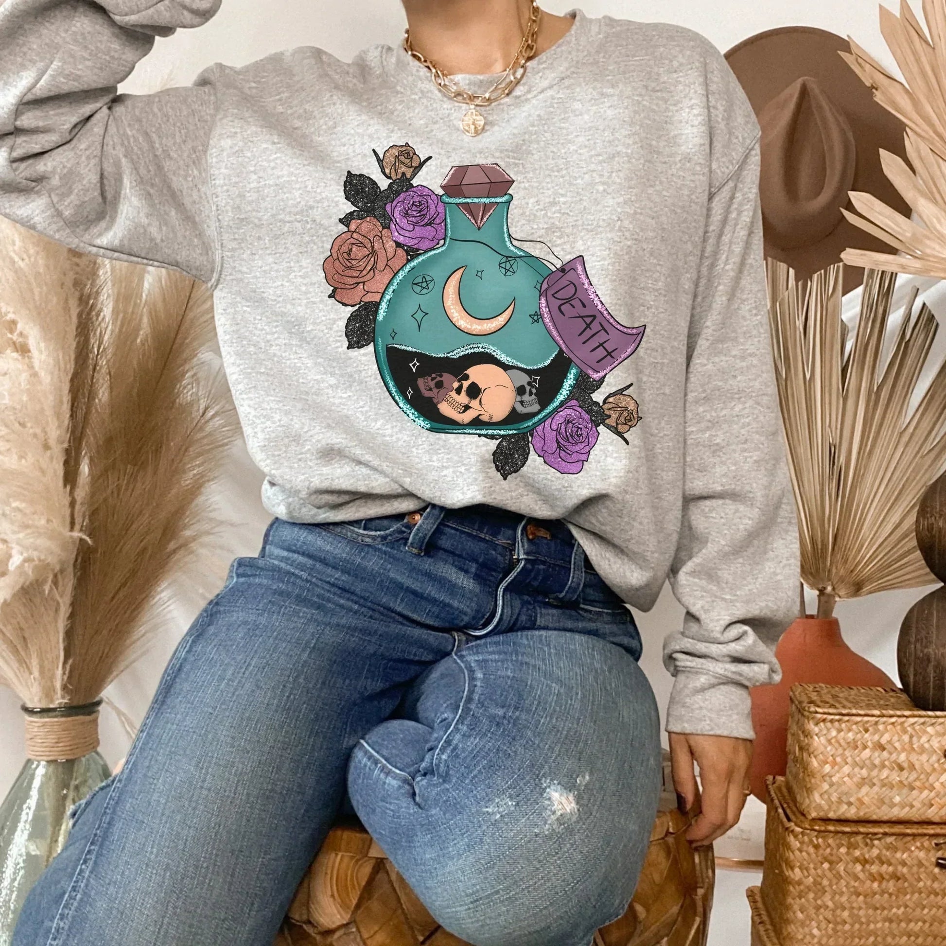 Pastel Halloween Shirt Gothic Shirt Witchy Vibes Sweatshirt