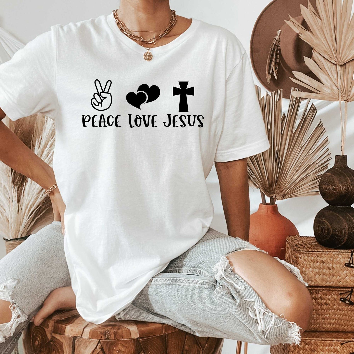 Peace Love and Jesus, Cute Christian Shirts for Women