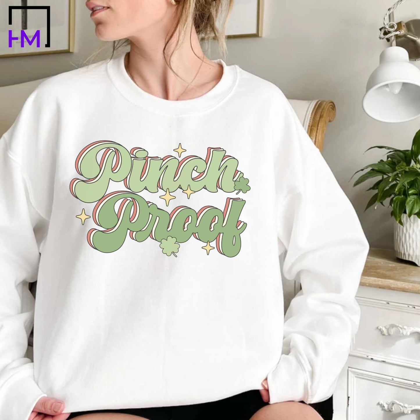 Pinch Proof Funny Retro St. Patty's Day Shirt, Lucky Clover Shirt, Shamrock Clover Shirt, Funny St Patrick Day Shirt