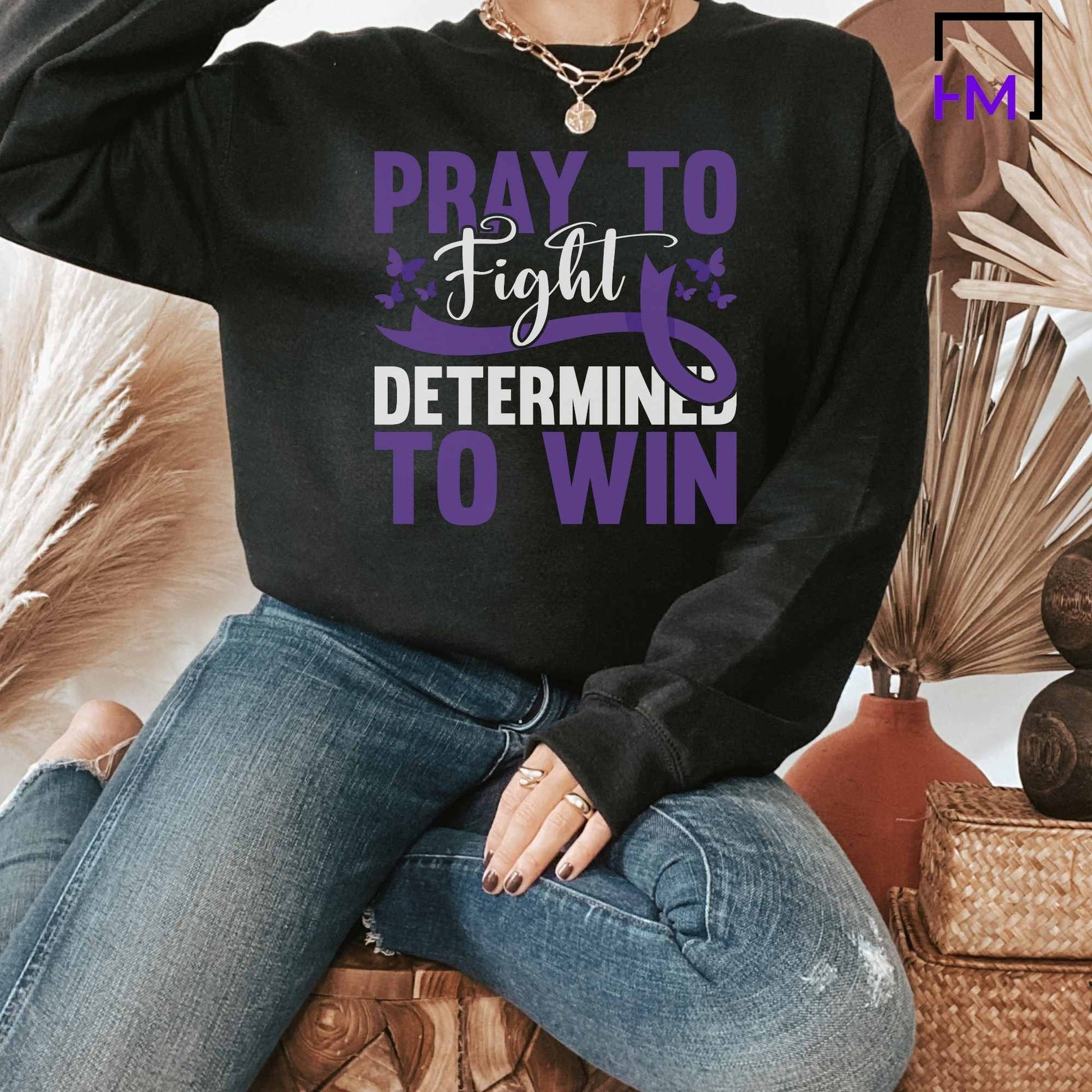 Pray to Fight, World Cancer Day Shirt, Breast Cancer Shirt, Never Give Up, Cancer Survivor Gifts, Stronger than Cancer Sweatshirt, Pink Ribbon Hoodie HMDesignStudioUS
