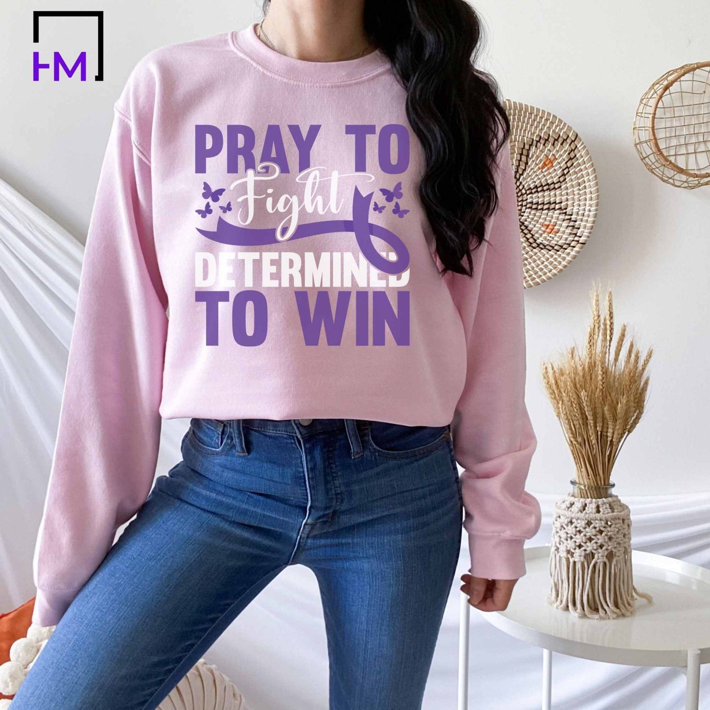 Pray to Fight, World Cancer Day Shirt, Breast Cancer Shirt, Never Give Up, Cancer Survivor Gifts, Stronger than Cancer Sweatshirt, Pink Ribbon Hoodie HMDesignStudioUS