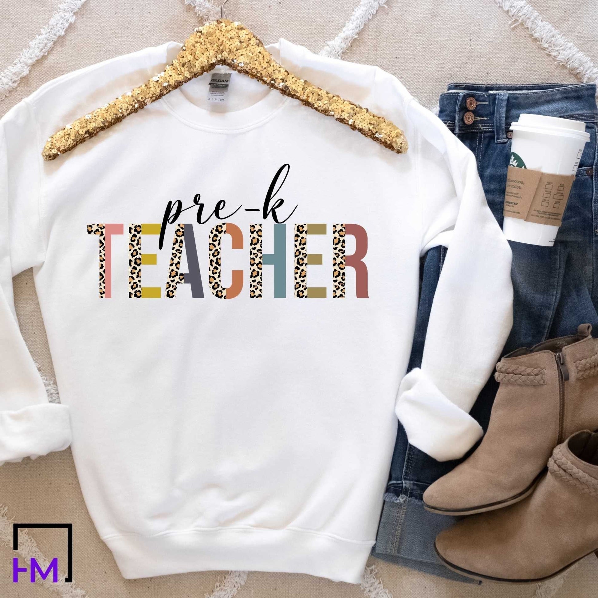 Pre-K Teacher Shirt | Daycares, Preschool, Elementary School Team, Appreciation Gifts, Back to School, 100th Day Celebration, X-Mas Holiday HMDesignStudioUS