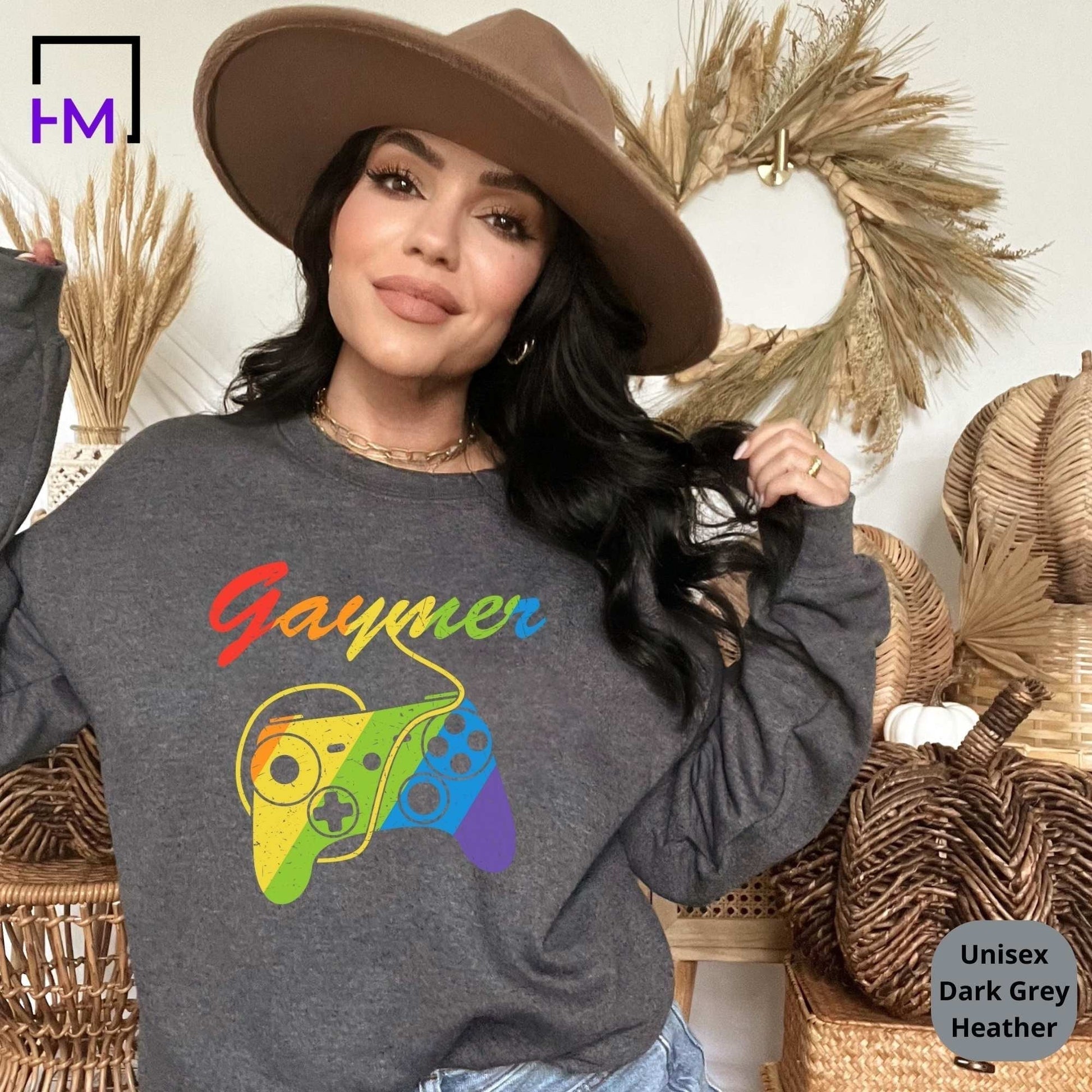 Pride Shirt, Gamer Rainbow, Human Rights Love is Love Shirt, Retro Hippie Shirt, Equality T-Shirt, LGBTQ Support Shirts, LGBTQ Pride Shirts