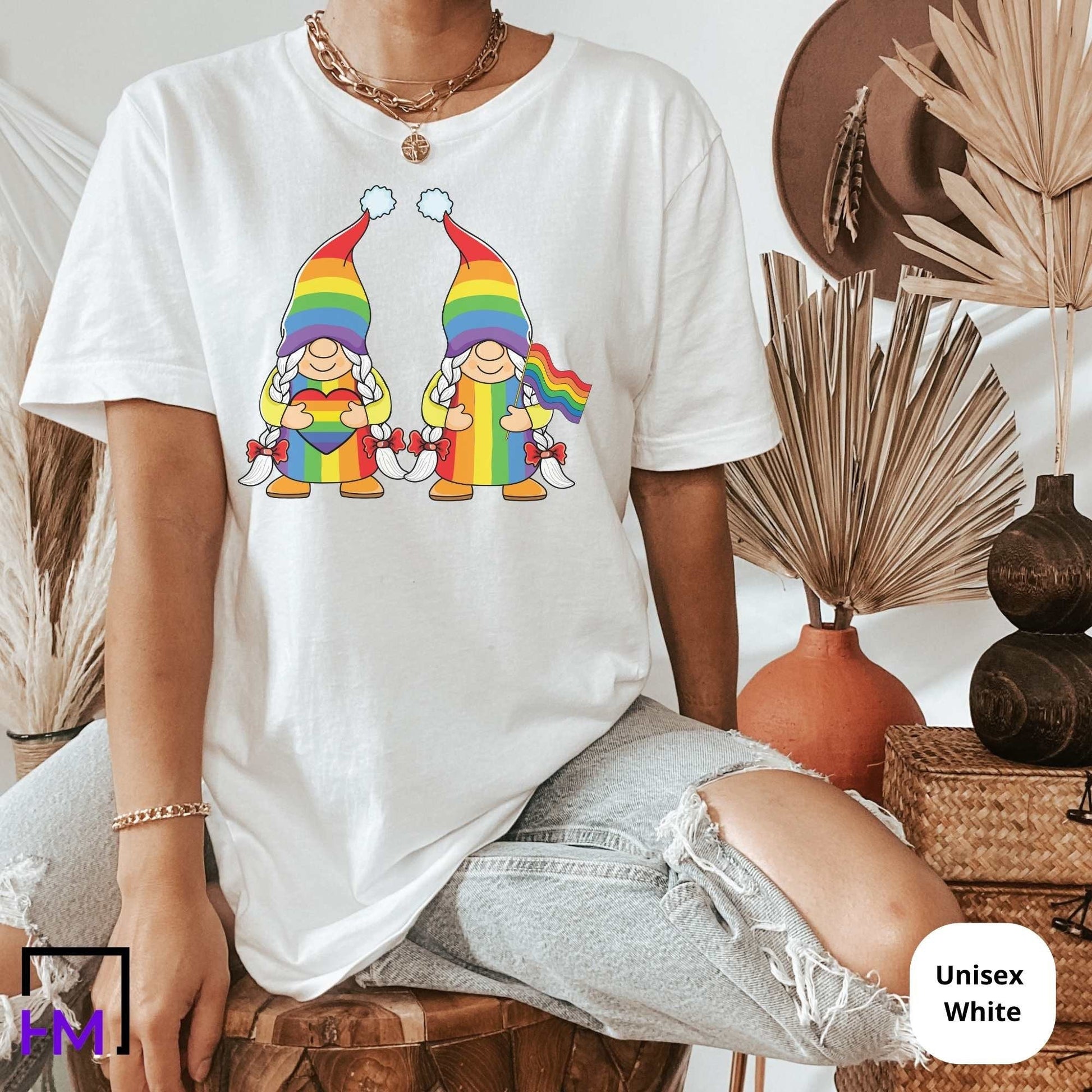 Pride Shirt, Gnomes Rainbow, Human Rights Love is Love Shirt, Retro Hippie Shirt, Equality T-Shirt, LGBTQ Support Shirts, LGBTQ Pride Shirts HMDesignStudioUS