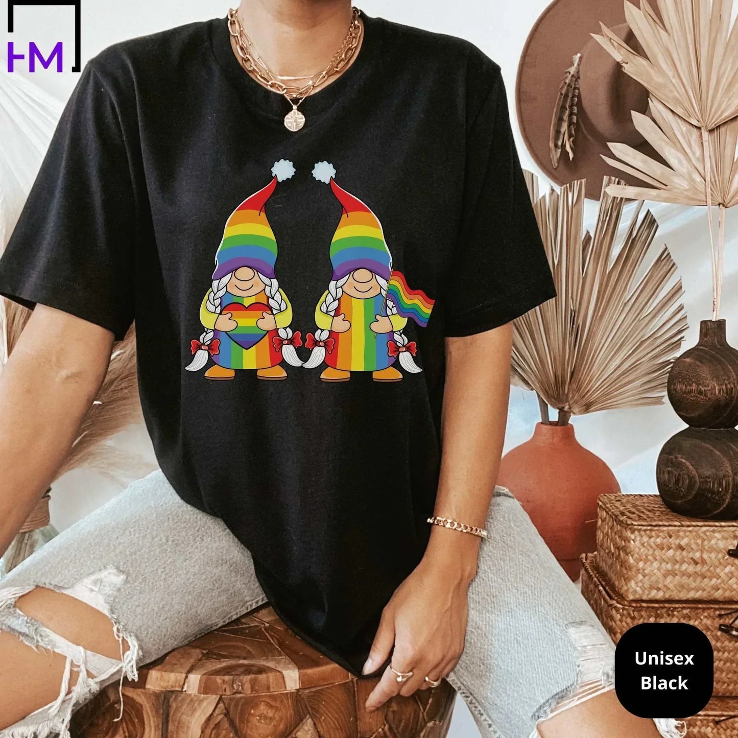 Pride Shirt, Gnomes Rainbow, Human Rights Love is Love Shirt, Retro Hippie Shirt, Equality T-Shirt, LGBTQ Support Shirts, LGBTQ Pride Shirts HMDesignStudioUS