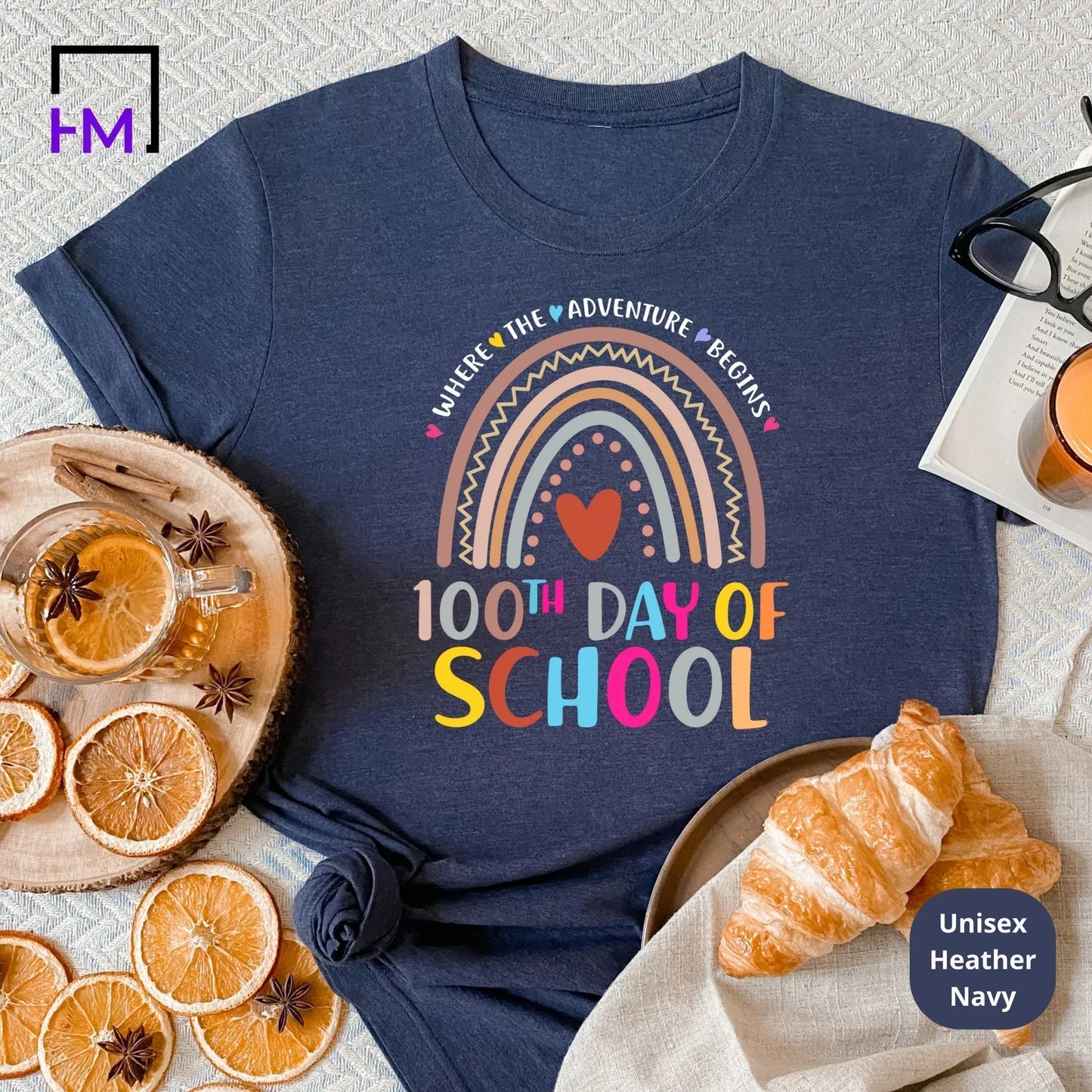 Rainbow 100 Days of School Teacher Shirt HMDesignStudioUS