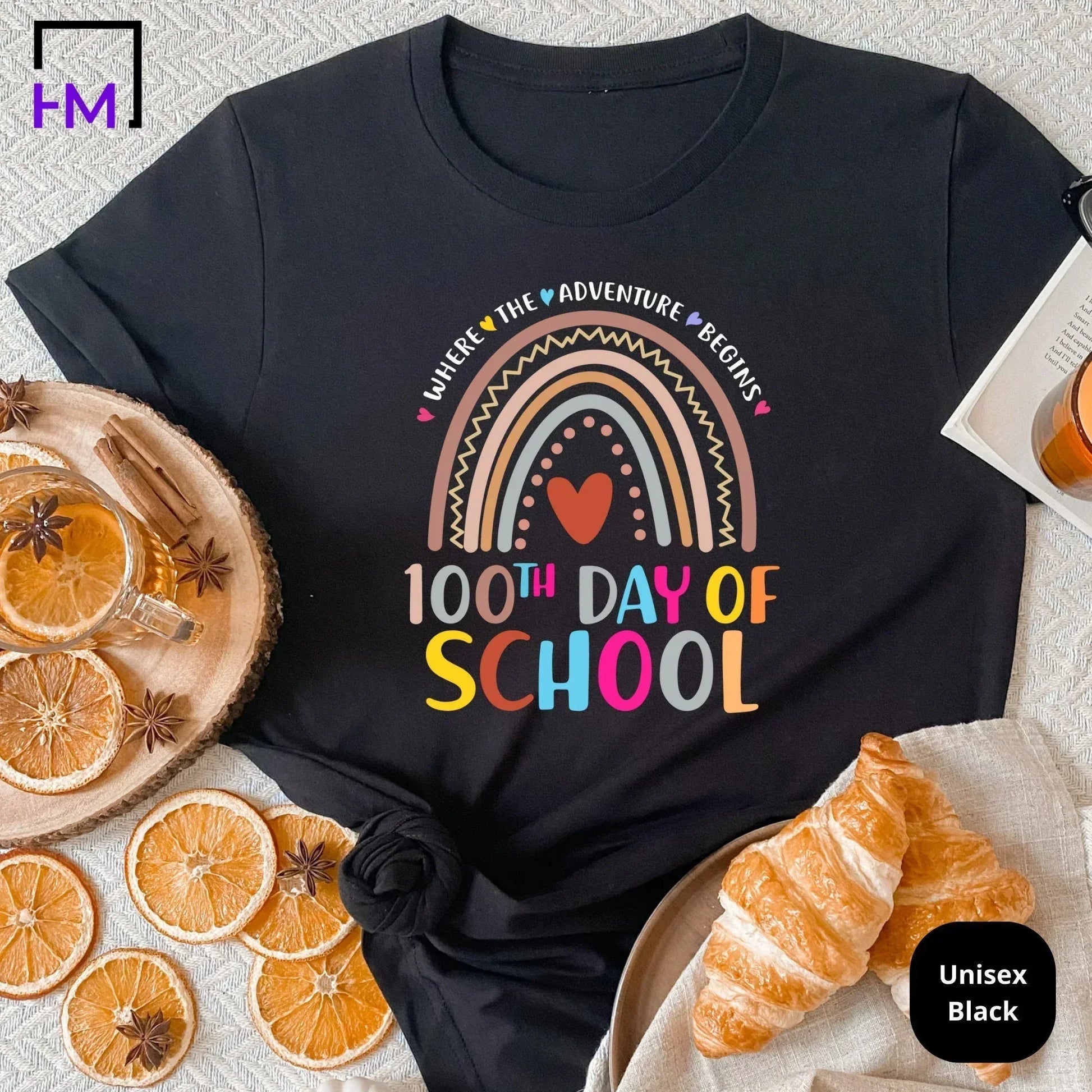 Rainbow 100 Days of School Teacher Shirt