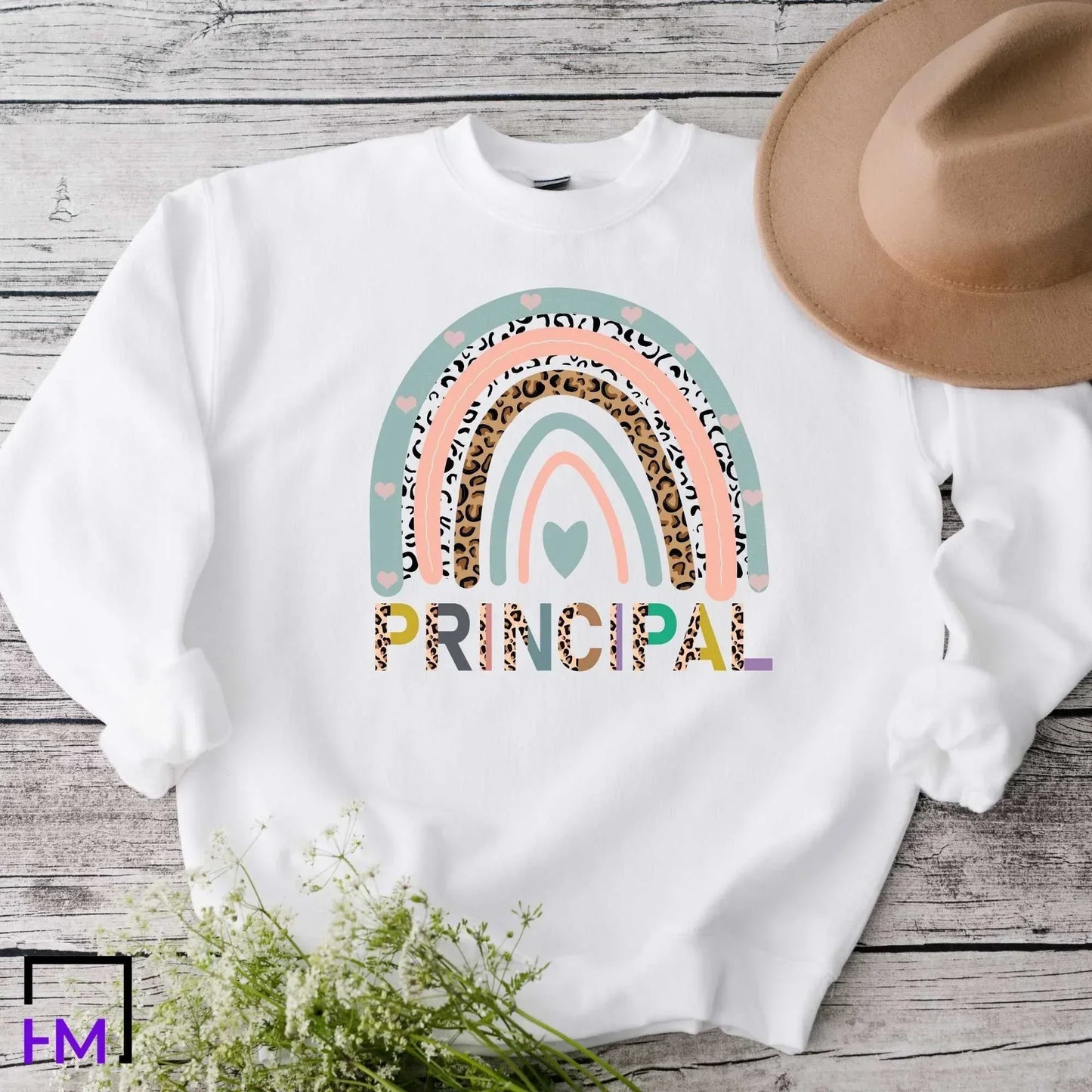 Rainbow Principal Shirt | Great for New Administration, Elementary, Middle, High School Teams, Appreciation Gifts, 100th Day of School Celebration, HMDesignStudioUS