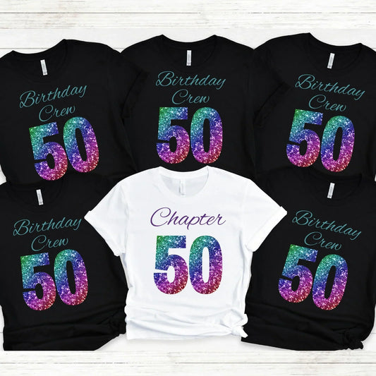 Rainbow Sparkly 50th Birthday Shirts, 50th Birthday Shirt - Celebrate Your Milestone in Style! HMDesignStudioUS