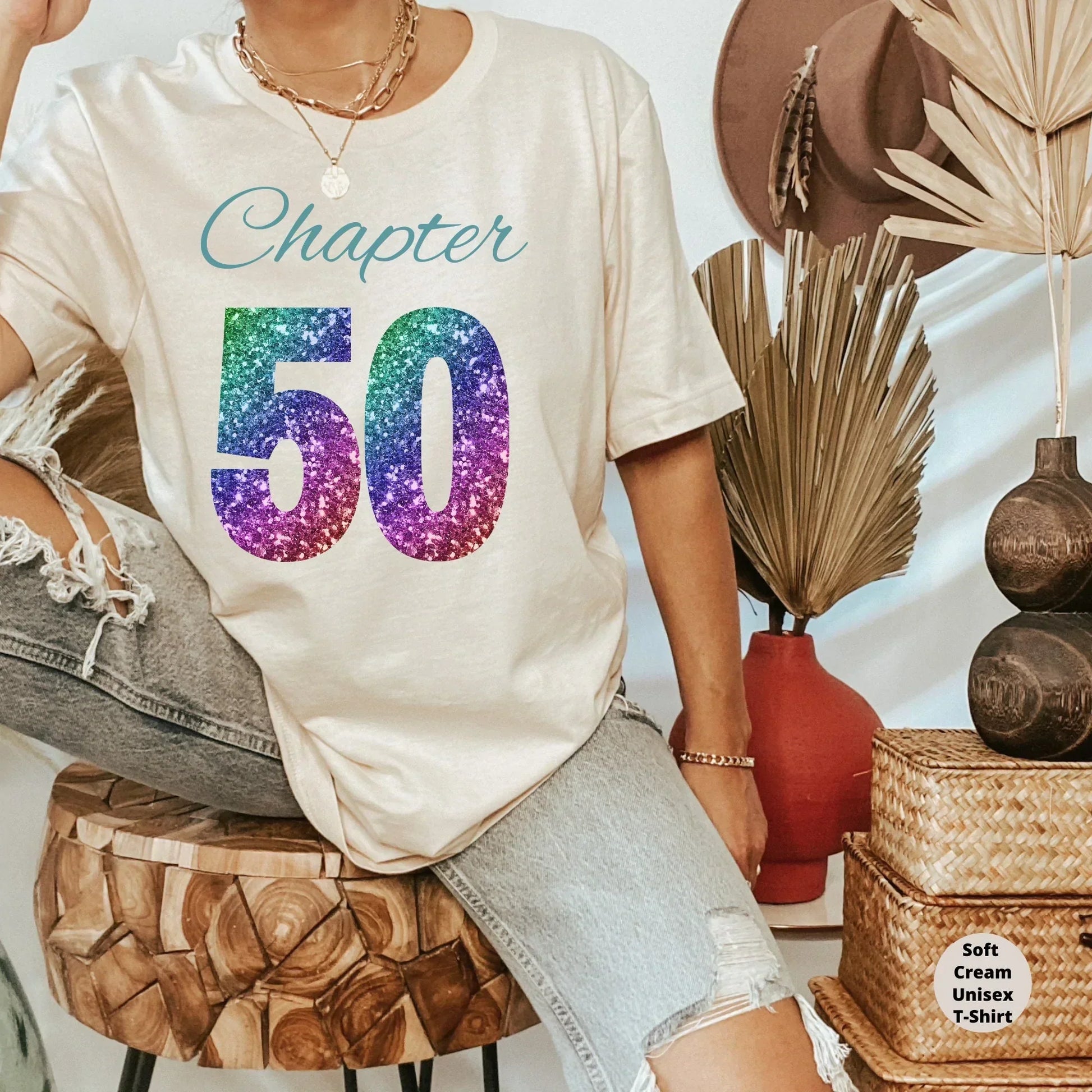 Rainbow Sparkly 50th Birthday Shirts, 50th Birthday Shirt - Celebrate Your Milestone in Style!