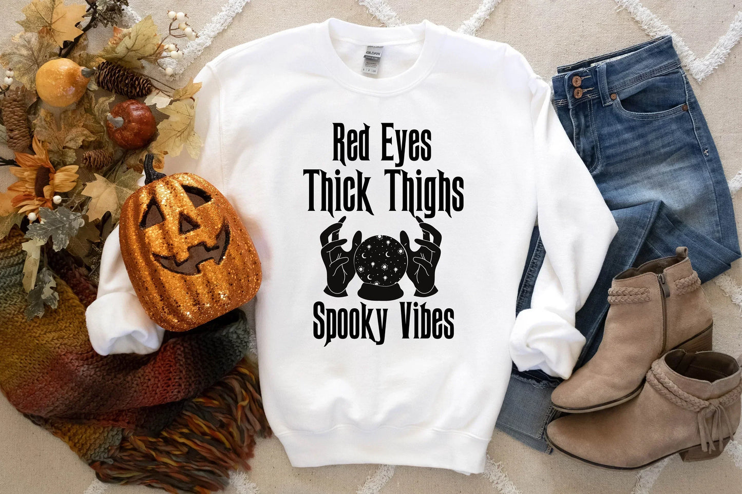 Red Eyes Thick Thighs and Spooky Vibes Halloween Stoner Shirt for Her