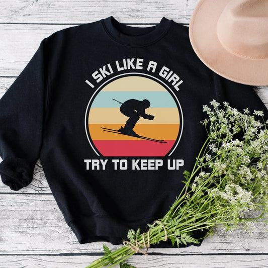 Retro Skiing Shirt | Great for Women Sports Enthusiast, New Lady Skiers, Beginners Experts, Retire Ski Lovers | Birthday Xmas Gift