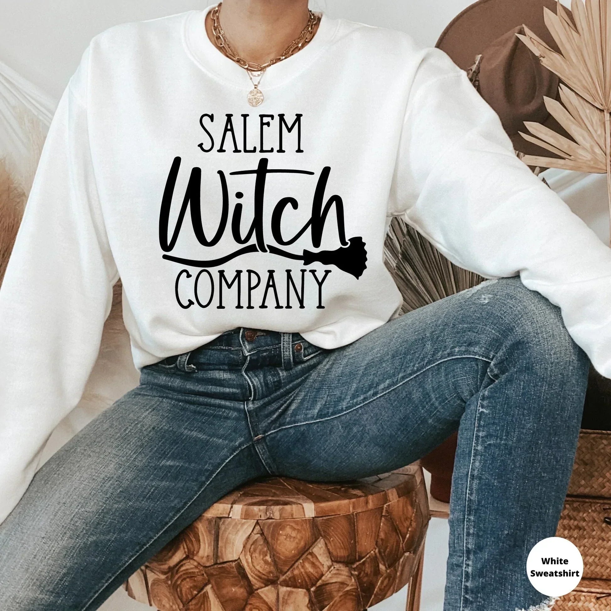 Salem Witch Company Halloween Sweater, Halloween Crewneck, Funny Halloween Party, Cute Halloween Hoodie, Halloween Cat Shirt, Witch Shirt