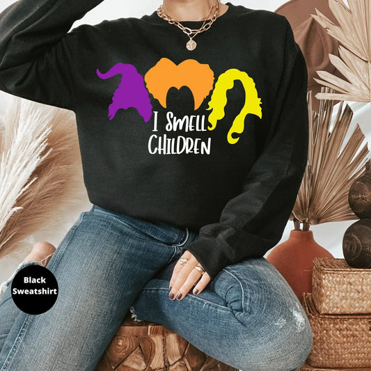 Sanderson Sisters Sweatshirt, I smell children Halloween Crewneck, Halloween Party, Cute Halloween Hoodie, Witch Shirt, Hocus Pocus Shirt