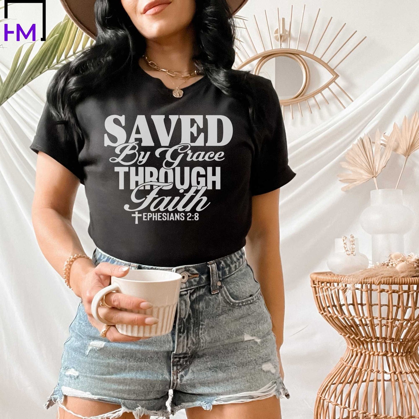 Saved By Grace Through Faith, Comfy Christian Shirts for Women