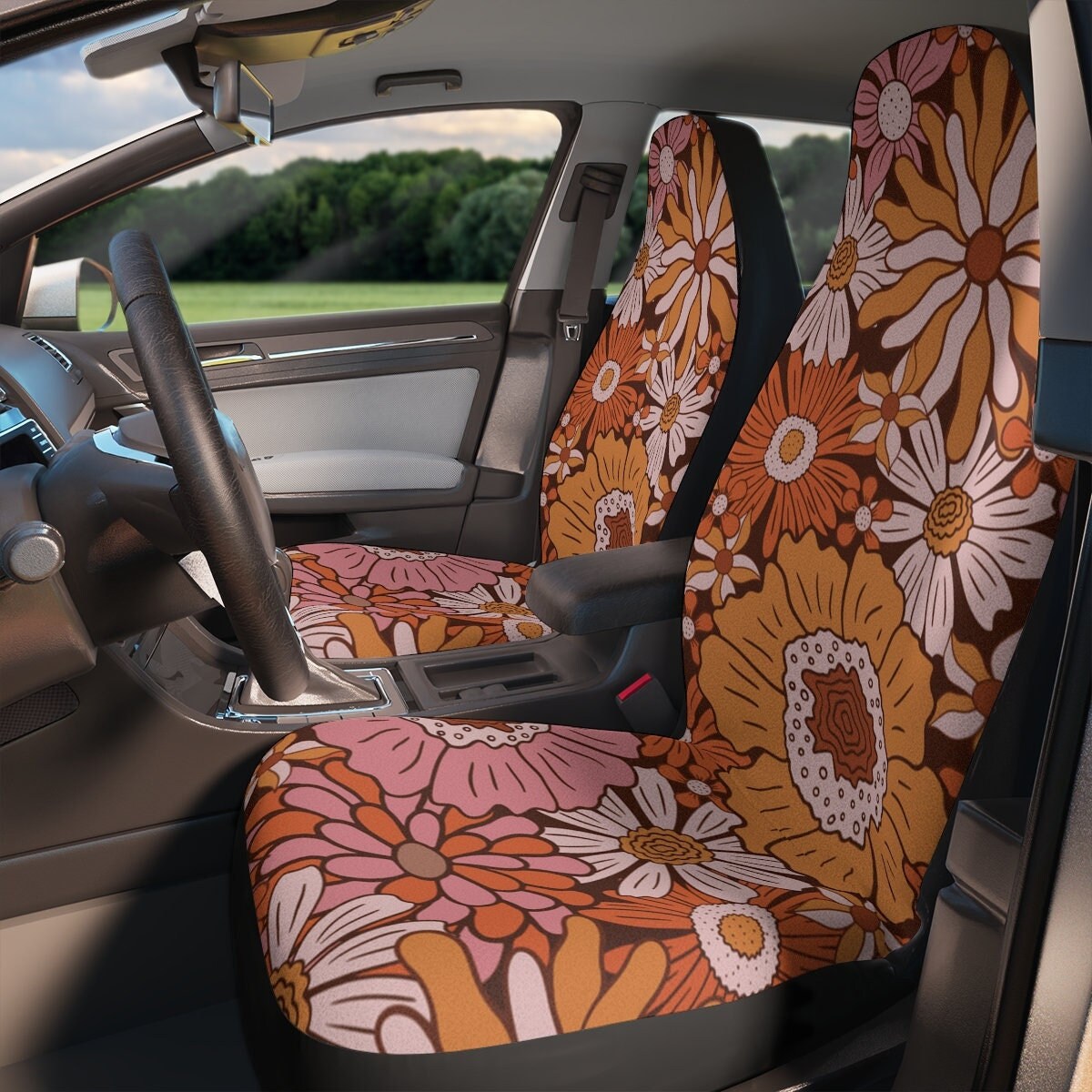 Seat Car Accessories Seat Covers For Cars, Boho 70s Car Seat Cover