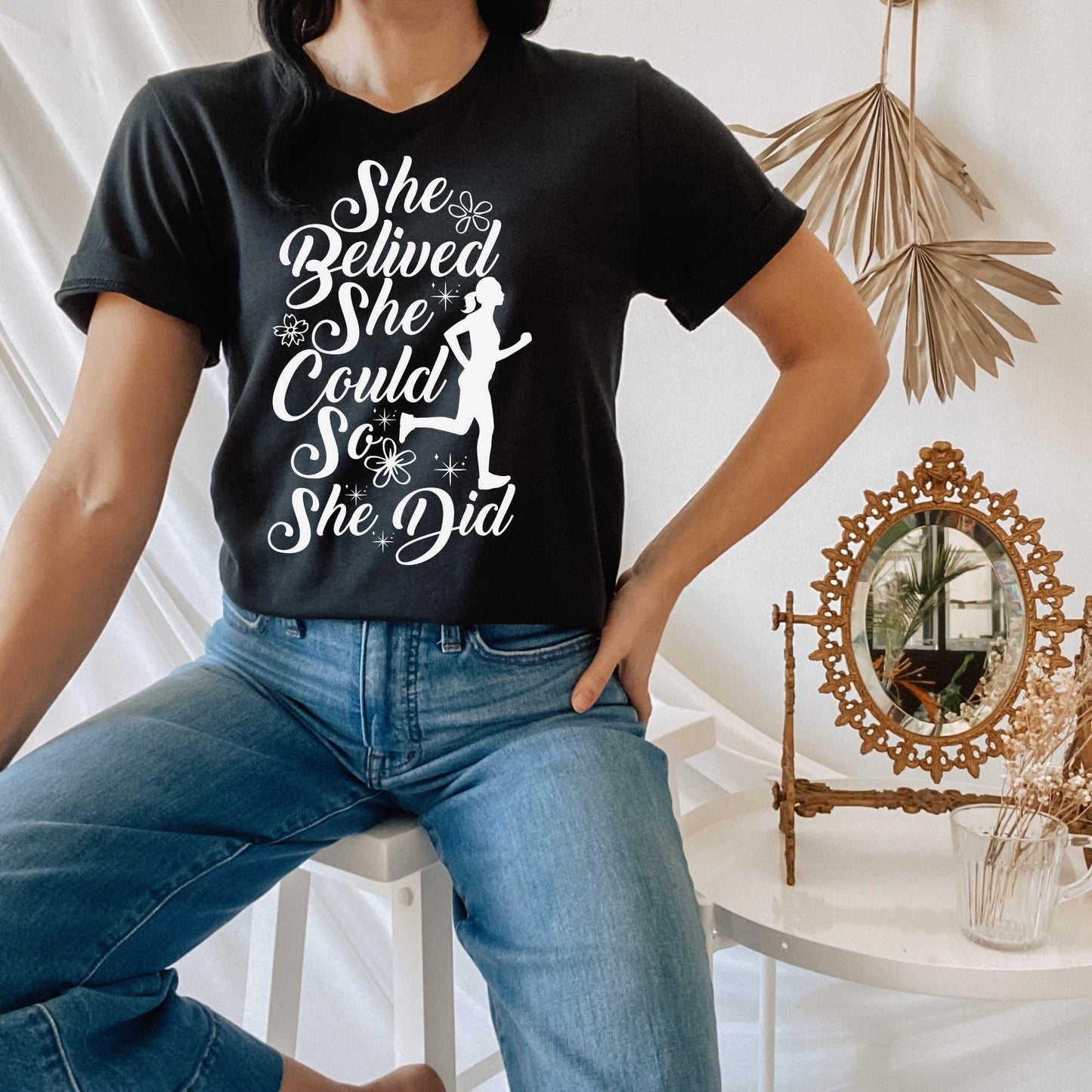 She Believe She Could, Motivation Running Shirts for Women