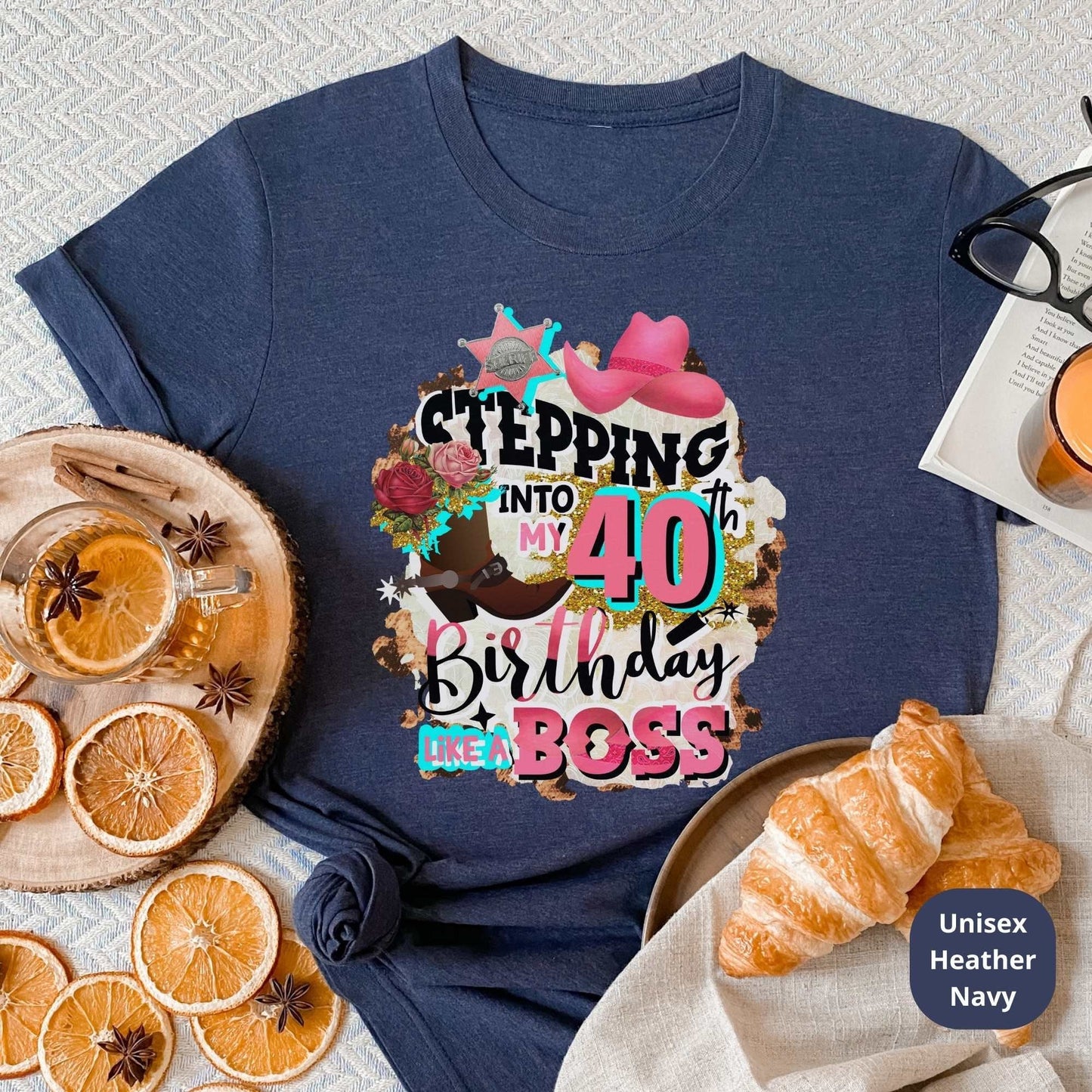 Stepping into 40 Like a Boss, 40th Birthday Shirt, 40th Birthday Gift HMDesignStudioUS