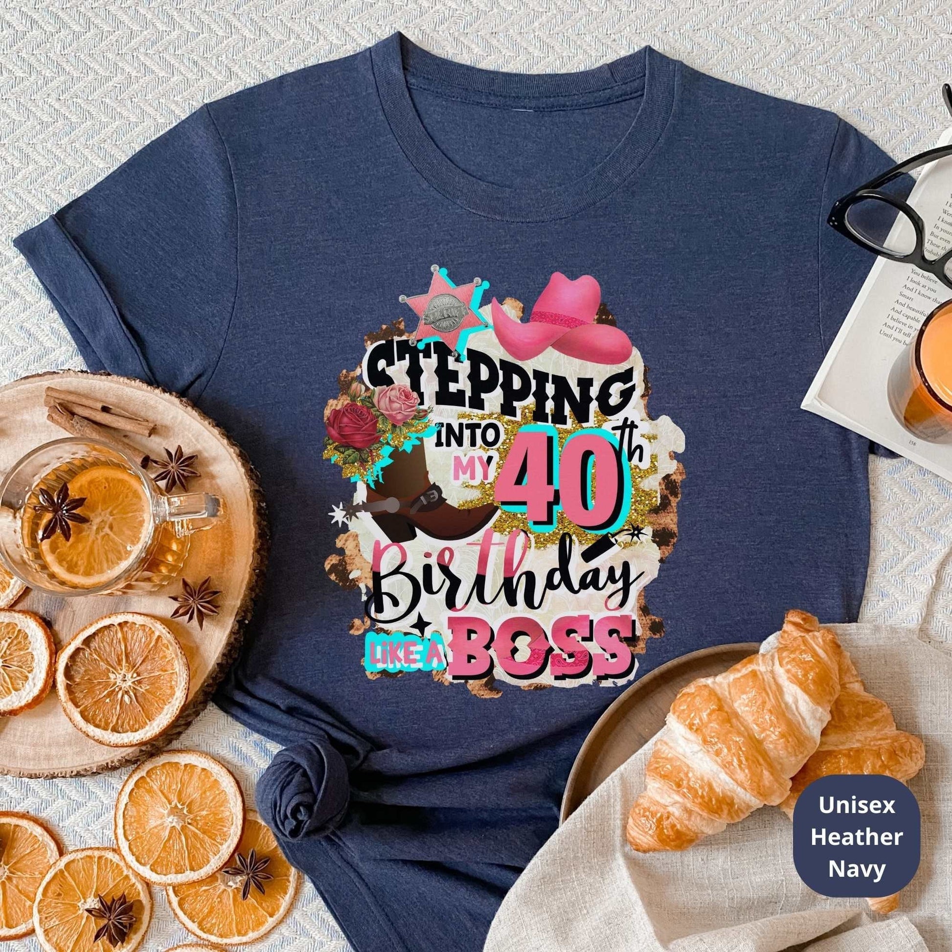 Stepping into 40 Like a Boss, 40th Birthday Shirt, 40th Birthday Gift