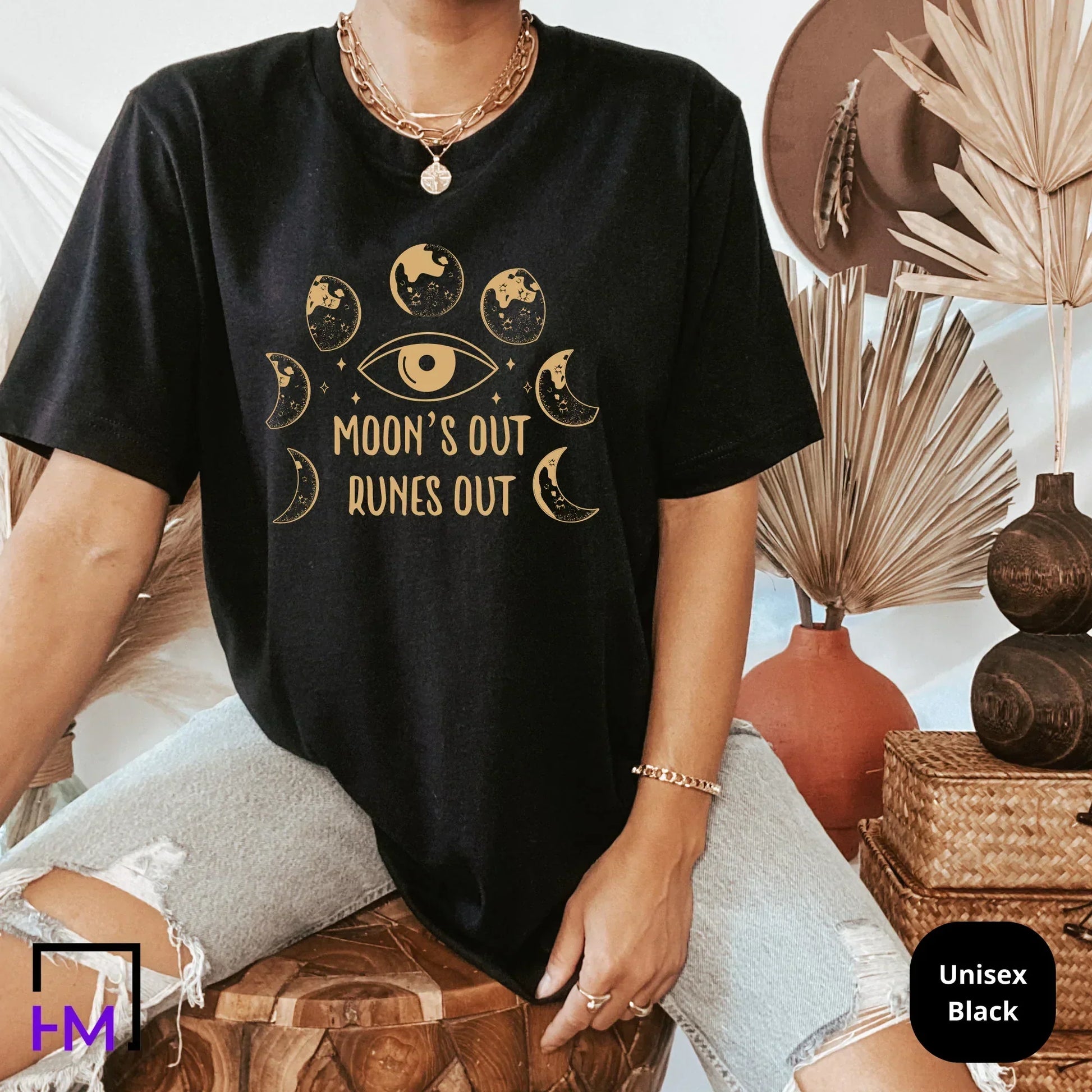 Sun and Moon Shirt, Celestial Boho Gifts for Women, Mystical Bohemian Sweater, Astronomy Lover T-Shirt, Third Eye Top, Tarot Cards Clothing