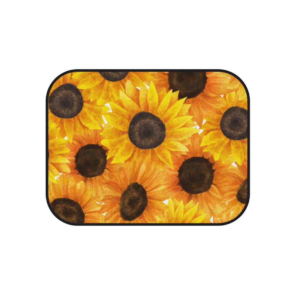Sunflowers Floor Mats, Hippie 70s Daisy Floor Mat, Boho Car Mat Accessories, Cottagecore Car mat, Bohemian Floral Vehicle Car Mat Set of 4