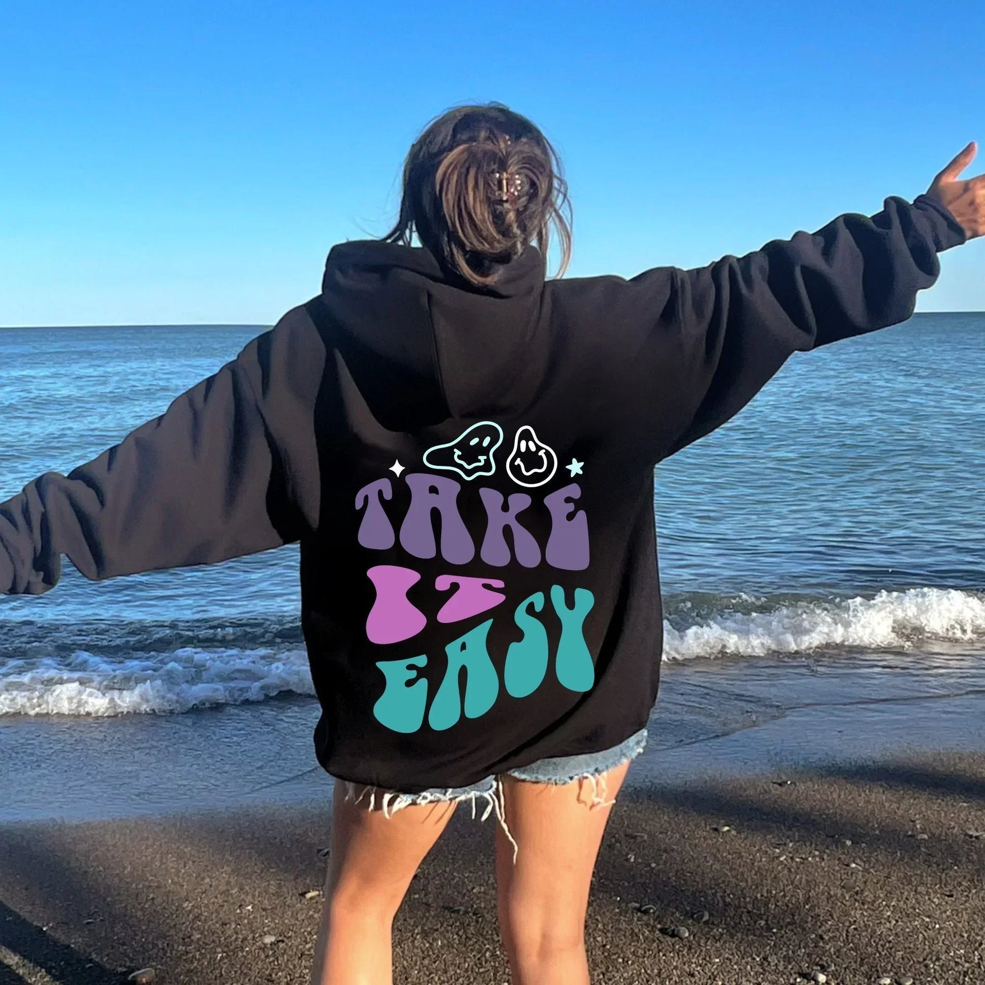 Take It Easy Hoodie, Self Care Trendy Hoodie Sweatshirt, Positive Thoughts Hoodie, Gift for Her, Positive Quote Hoodie, Kindness Shirt