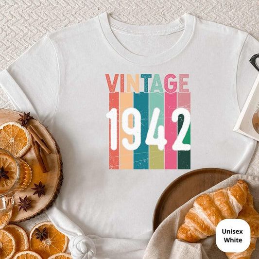 Vintage 1942 Shirt! Celebrate a Lifetime of Memories with Our Funny 80th Birthday Shirt