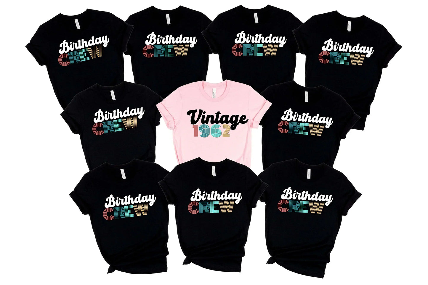 Vintage Sixty Birthday Crew, Birthday Squad, 60th Birthday Tee, Birthday Gift, Birthday Party Tees, Gift for Her, Birthday Group Shirt