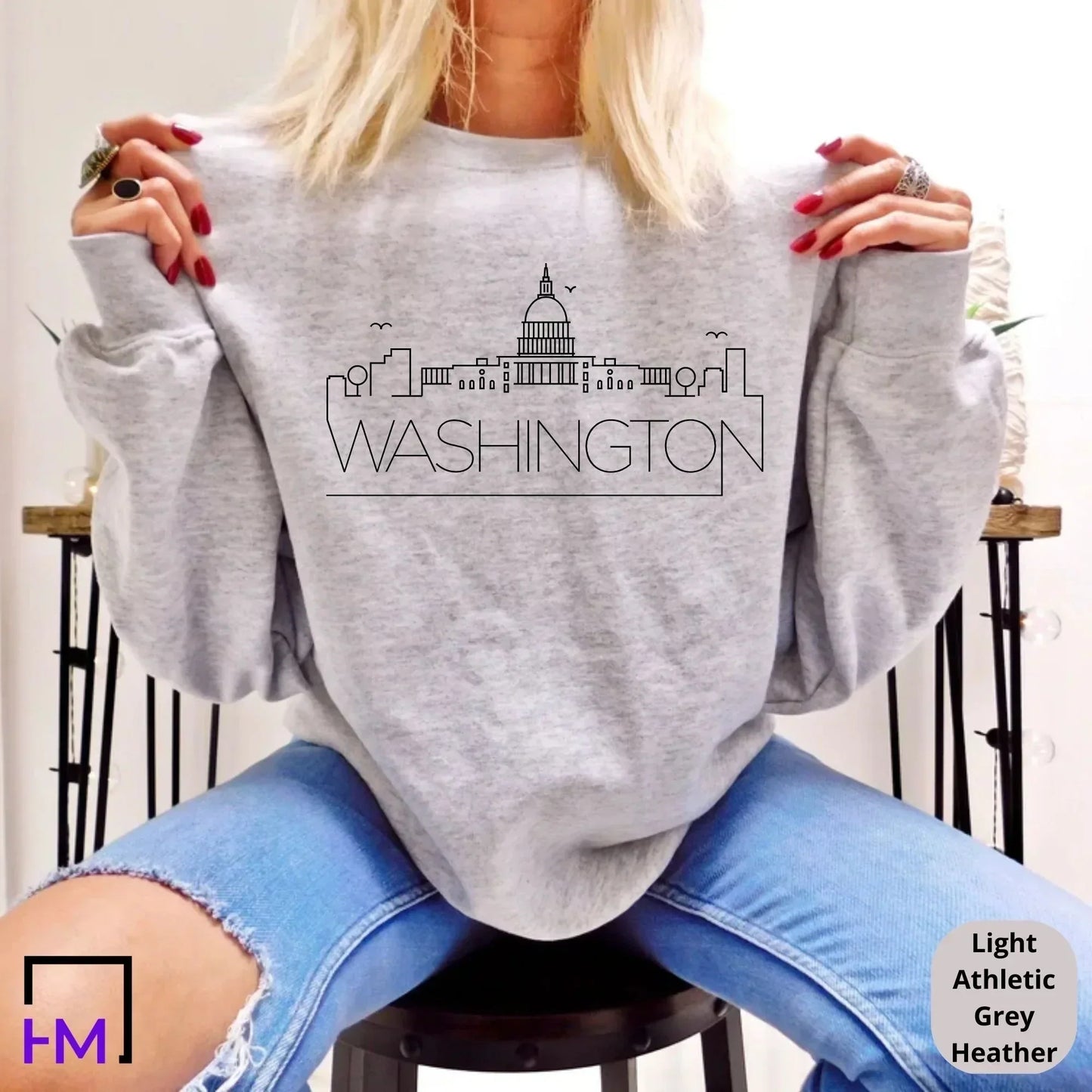 Washington Skyline Shirt, Washington Gift Ideas For Women or Men, Washington Sweatshirt, T-Shirt or Hoodie