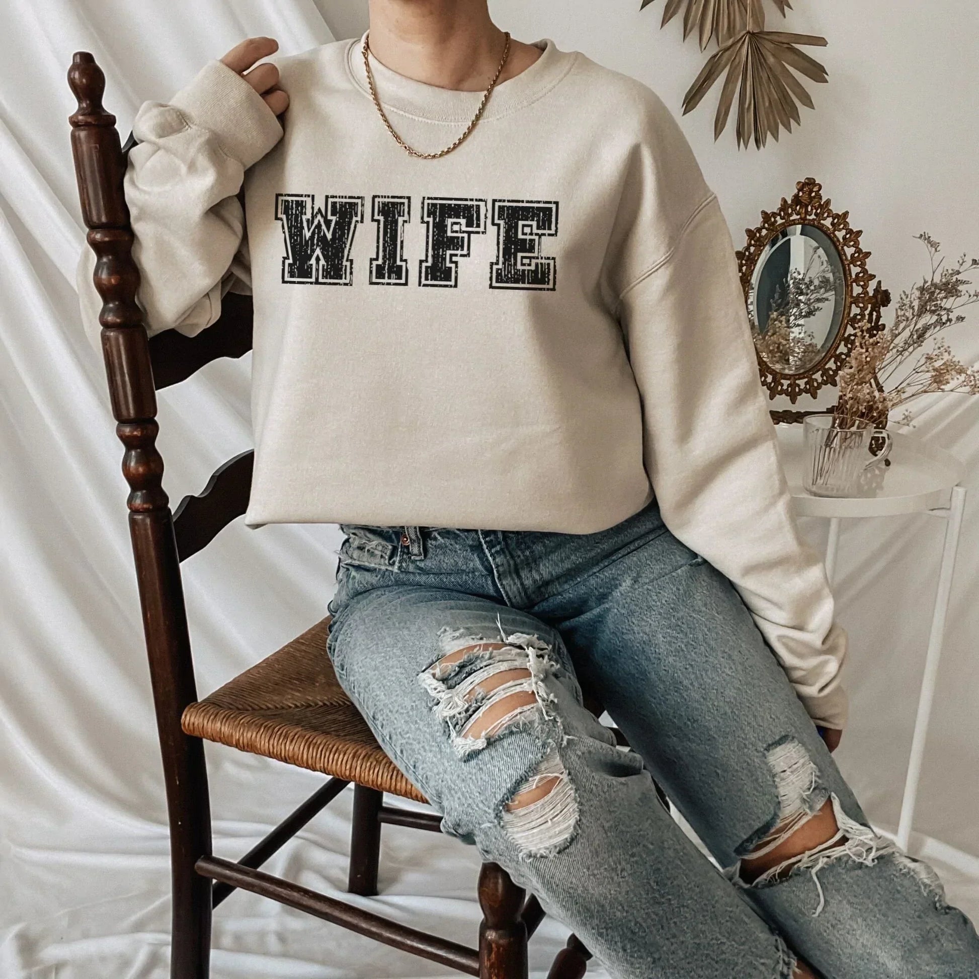 Wifey off sales the shoulder sweatshirt