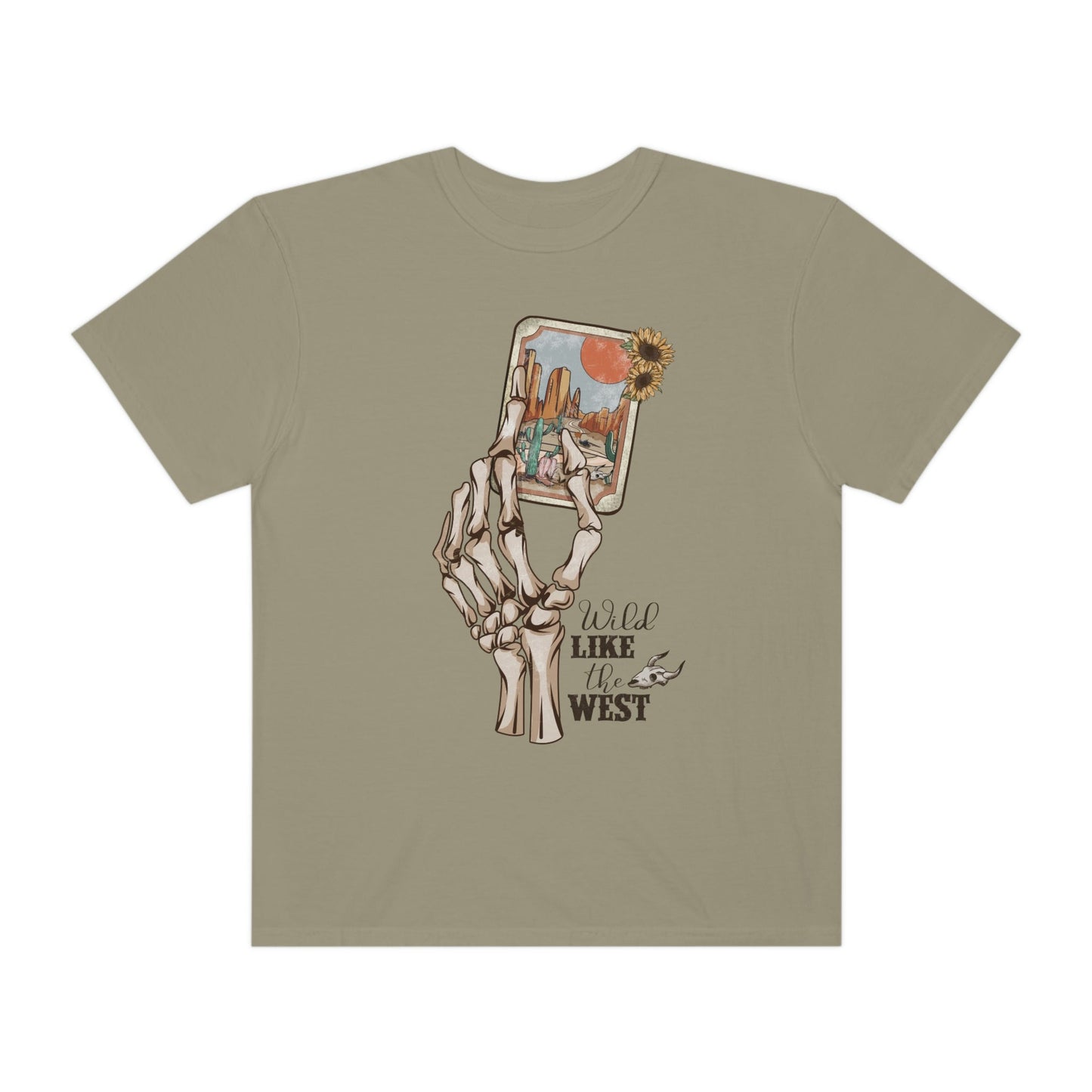 Wild Like The West, Comfort Colors Funny Western Graphic Tee | Skeleton Cowgirl T-Shirt