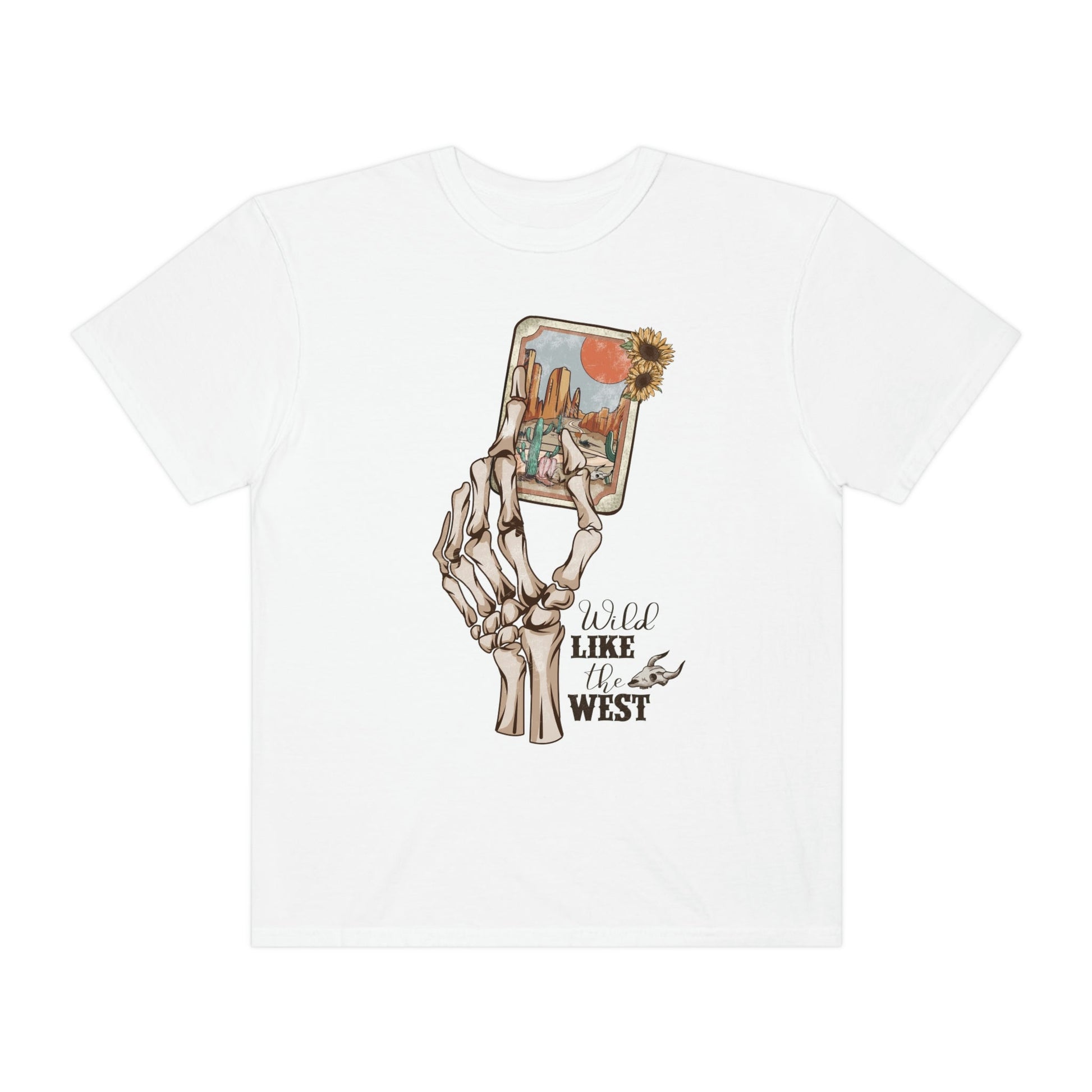 Wild Like The West, Comfort Colors Funny Western Graphic Tee | Skeleton Cowgirl T-Shirt