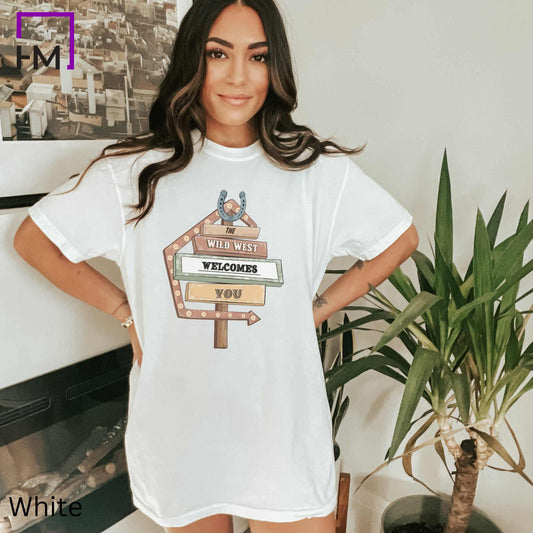 Wild West, Comfort Colors Funny Western Graphic Tee | Cowgirl T-Shirt