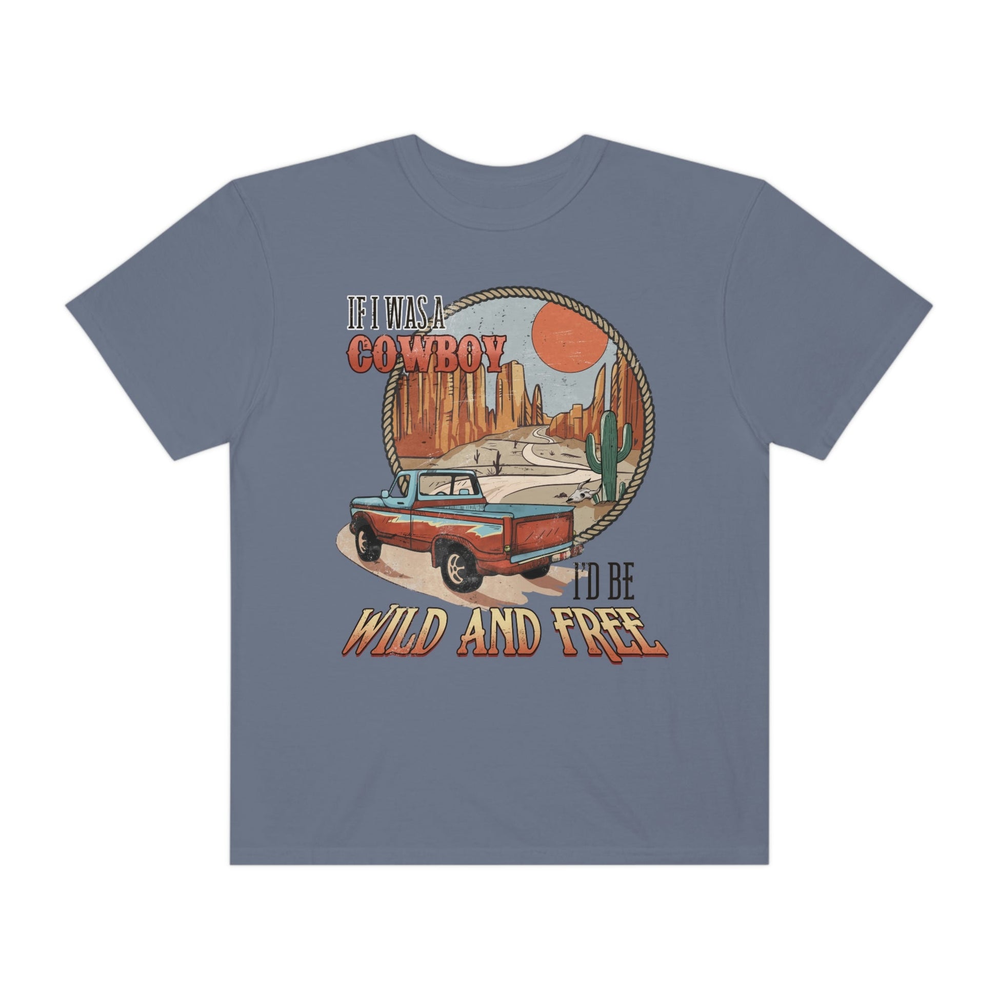 Wild and Free Cowboy Shirt, Comfort Colors Western Graphic Tee for Cowboys and Cowgirl T-Shirt