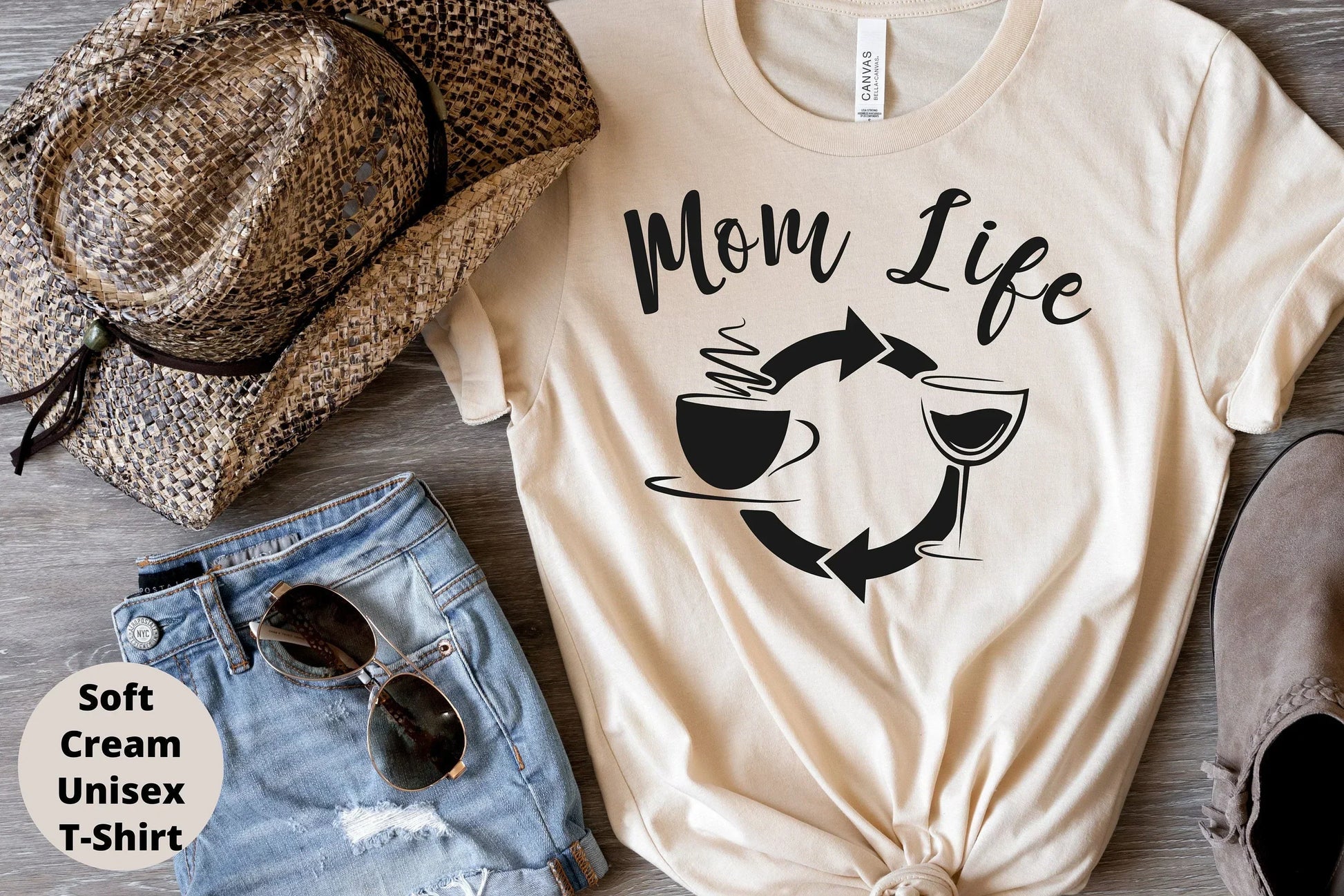 Wine and Coffee Mom Life, Coffee Lover Hoodie, Mother's Day, Mother Shirt, Gift For Mom, Wife Shirt, Wine Glass Shirt, Mama Sweatshirt, HMDesignStudioUS