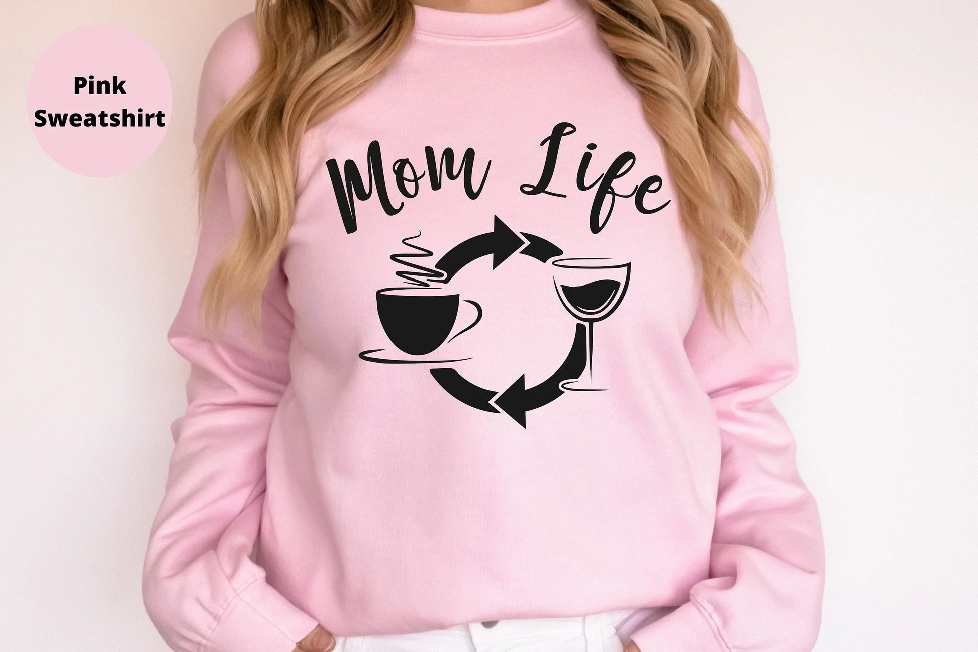 Wine and Coffee Mom Life, Coffee Lover Hoodie, Mother's Day, Mother Shirt, Gift For Mom, Wife Shirt, Wine Glass Shirt, Mama Sweatshirt, HMDesignStudioUS