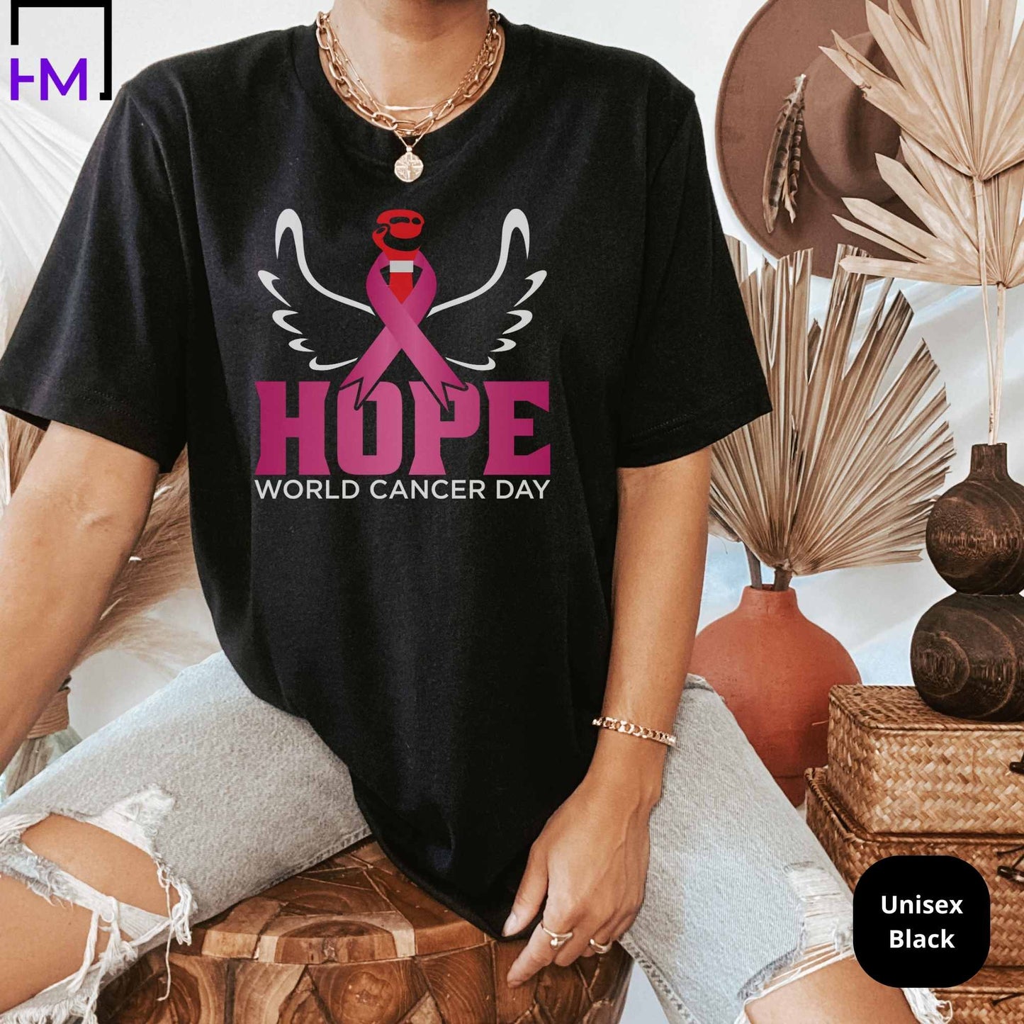 World Cancer Day Shirt, Breast Cancer Shirt, Never Give Up, Cancer Survivor Gifts, Stronger than Cancer Sweatshirt, Pink Ribbon Hoodie HMDesignStudioUS