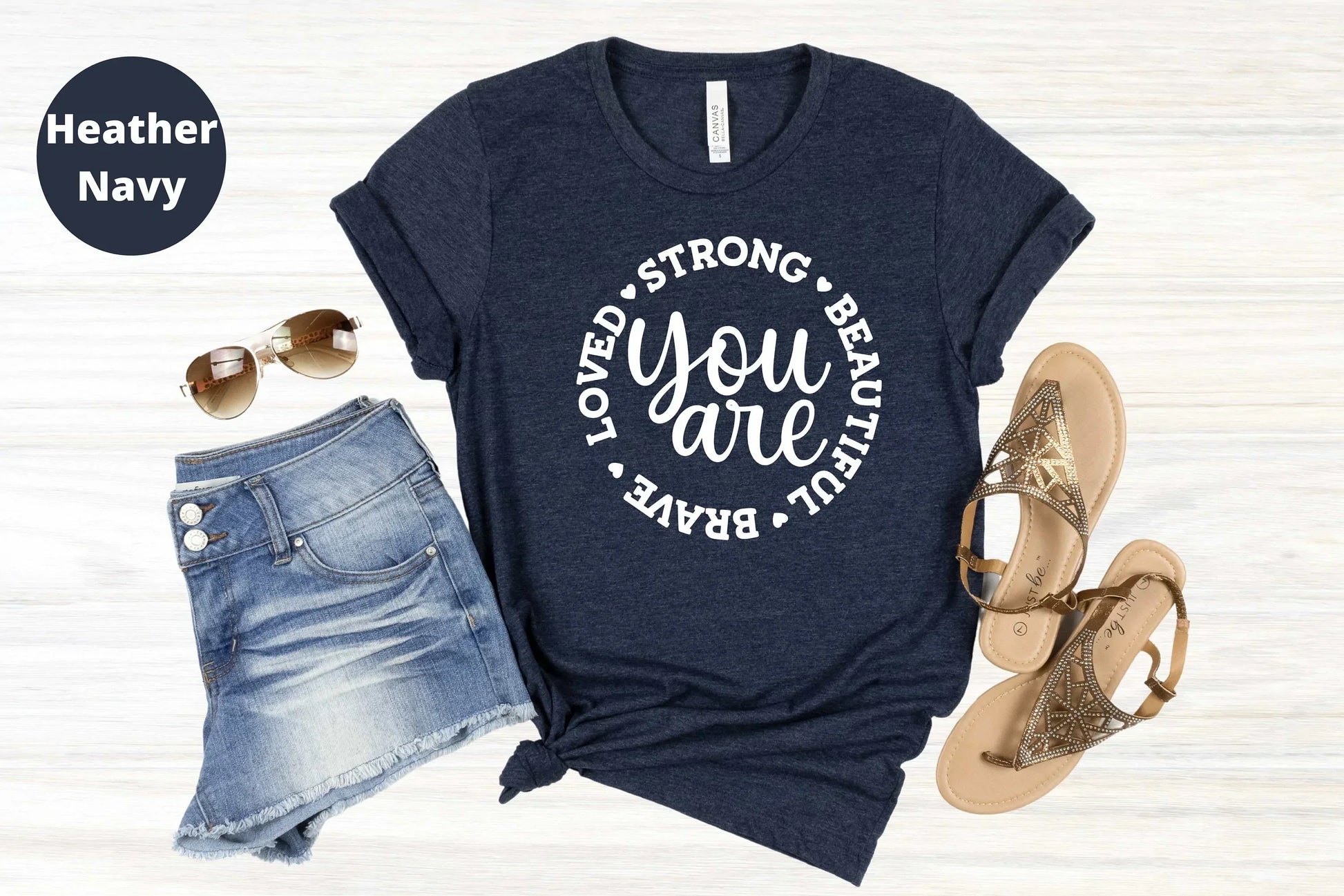 You are Loved Strong Beautiful Brave, Christian Self Love Shirt HMDesignStudioUS