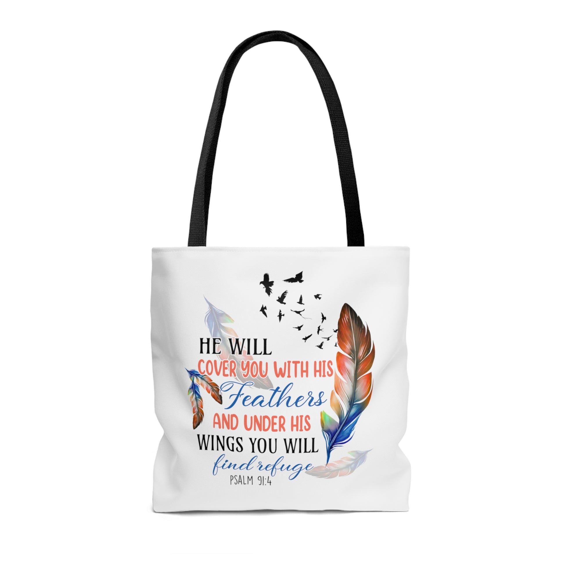 He Will Cover You Psalm 91:4 Tote Bag, Christian Gifts