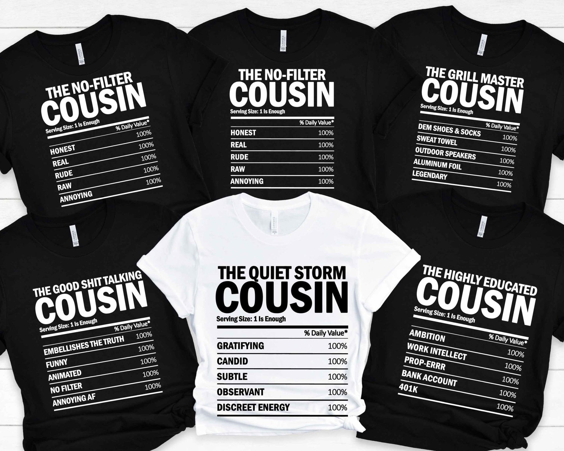Funny Cousin Crew Nutrition Facts Shirt – Personalized Matching Tees for Reunions, Trips, or Family Gatherings - HMDesignStudioUS