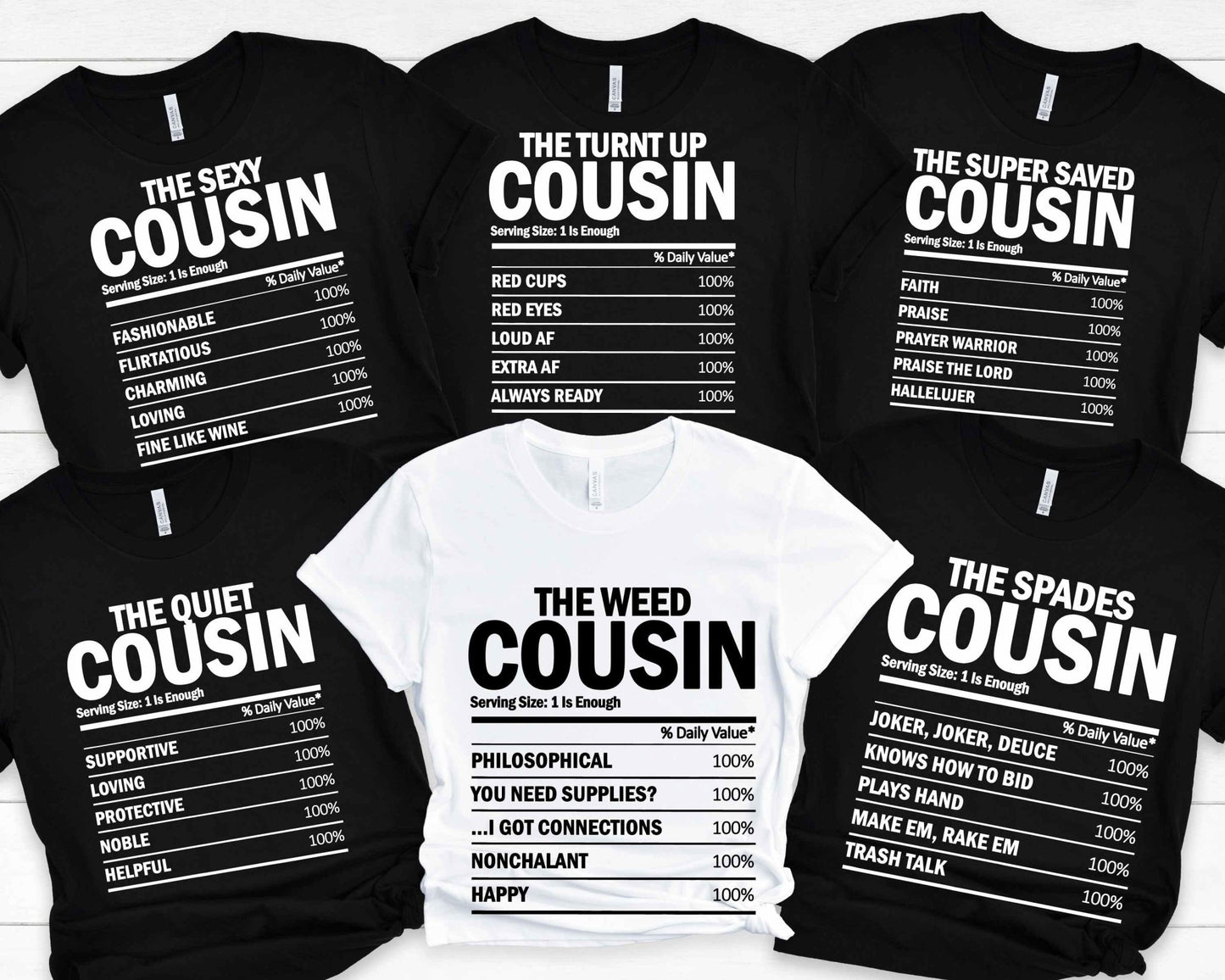 Funny Cousin Crew Nutrition Facts Shirt – Personalized Matching Tees for Reunions, Trips, or Family Gatherings - HMDesignStudioUS